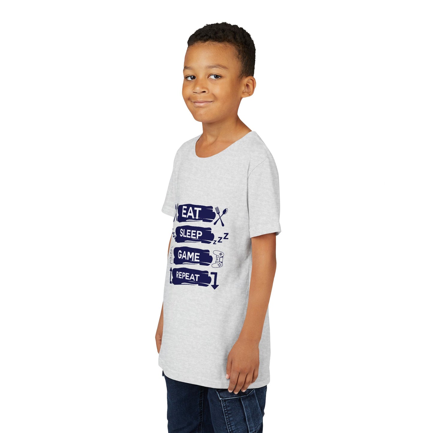 Eat, Sleep, Game, Repeat Youth Gamer Tee | Eat Sleep Game Repeat | Perfect for Birthdays, Gaming Events, Casual Wear, Holidays, and Everyday Fun