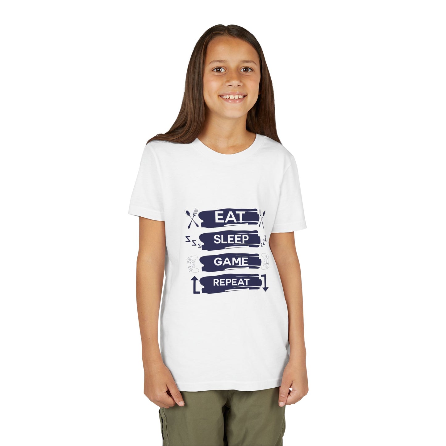 Eat, Sleep, Game, Repeat Youth Gamer Tee | Eat Sleep Game Repeat | Perfect for Birthdays, Gaming Events, Casual Wear, Holidays, and Everyday Fun
