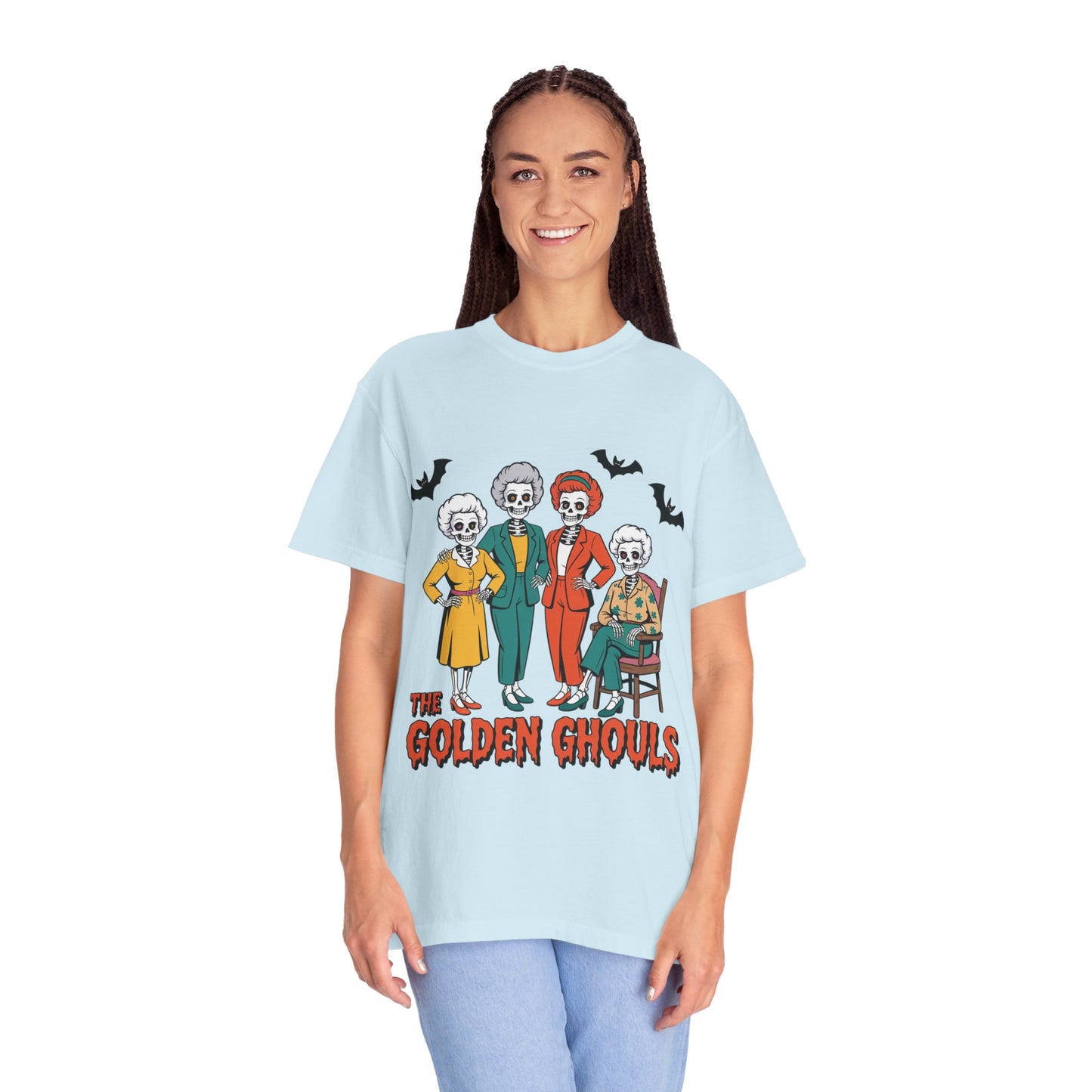 Golden Ghouls Unisex T-Shirt, Halloween Tee, Vintage Style Shirt, Gift for Fans, Retro Graphic Tee, Spooky Apparel