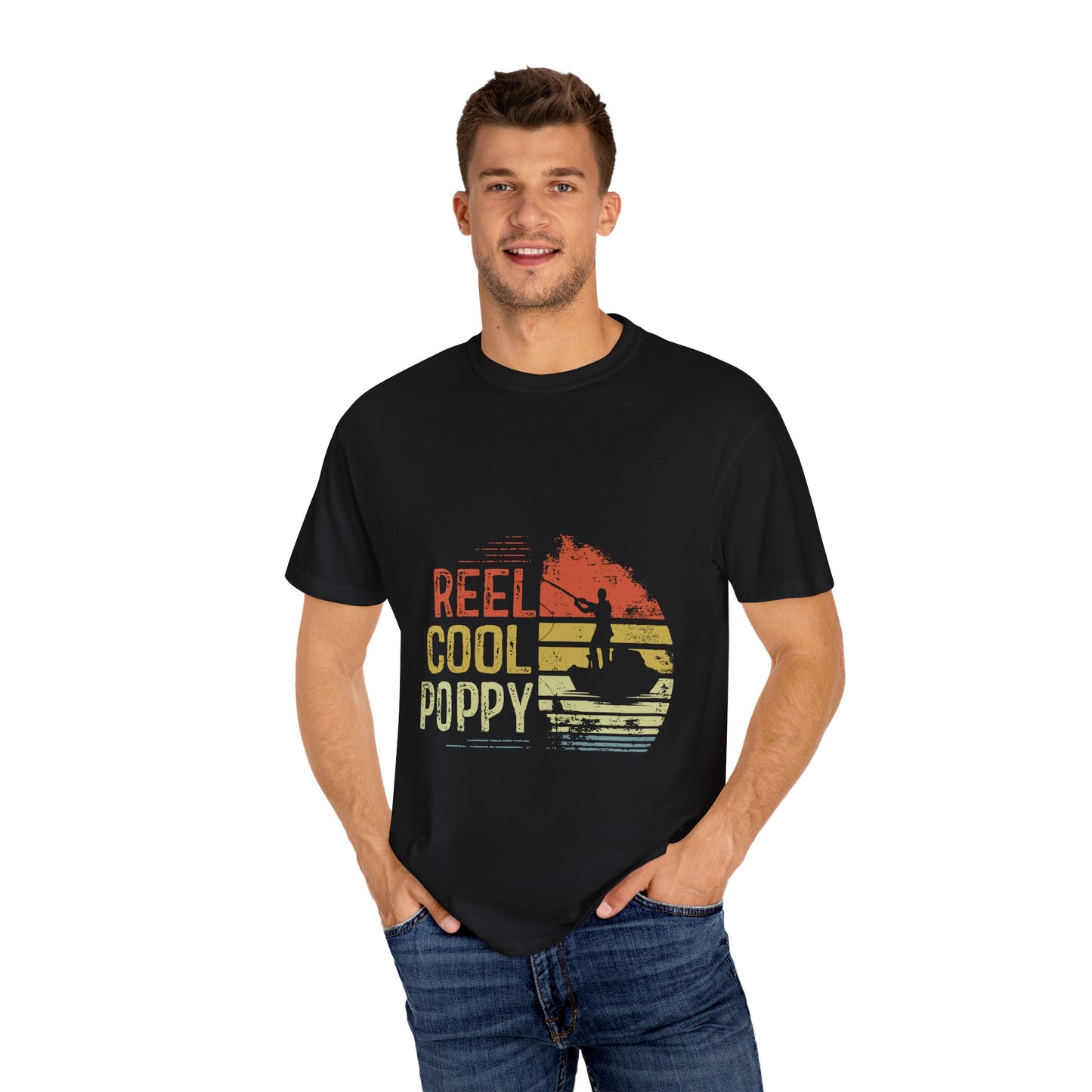 Reel Cool Poppy T-Shirt, Summer Vibe Shirt, Unisex Garment-Dyed Tee, Beachwear, Gift for Dad, Casual Wear