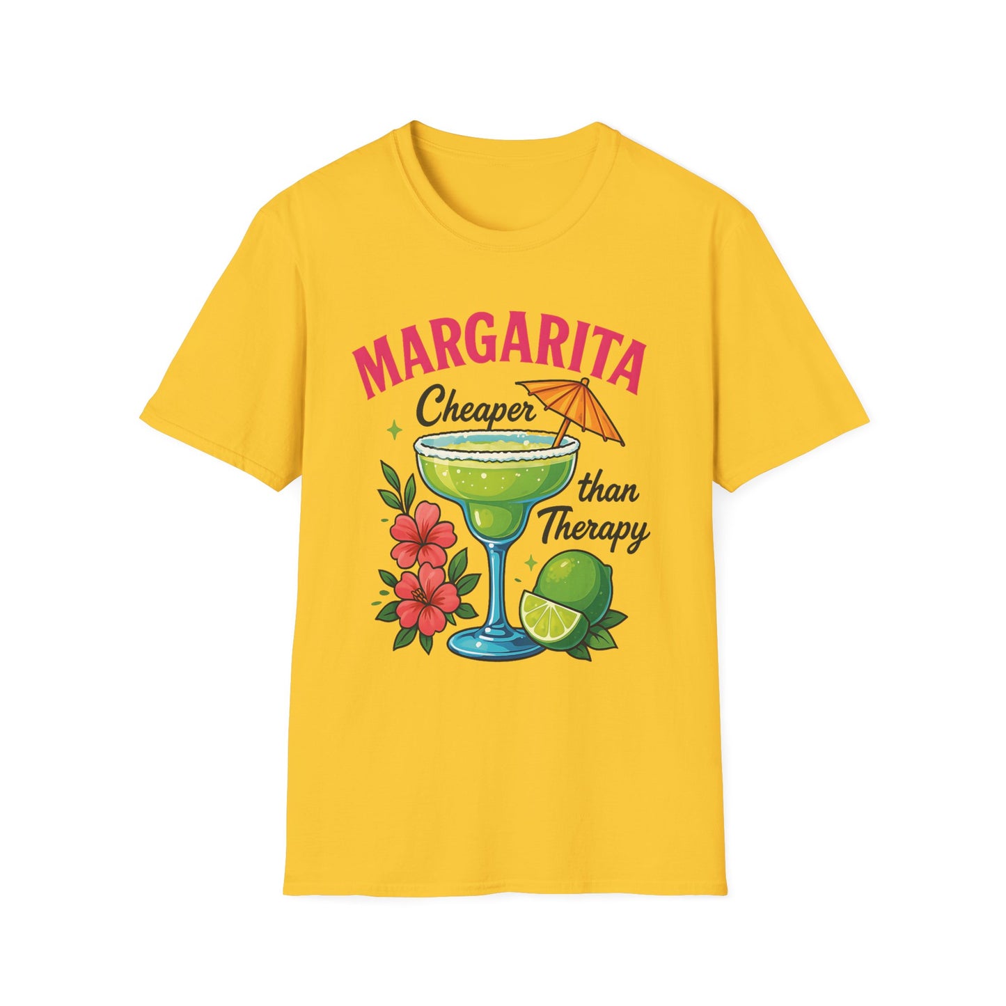 Margarita Lovers T-Shirt, Cheaper than Therapy Tee, Cocktail Humor Shirt, Unisex Softstyle Tee, Perfect Gift for Parties, Summer Vibes - To Be Designs