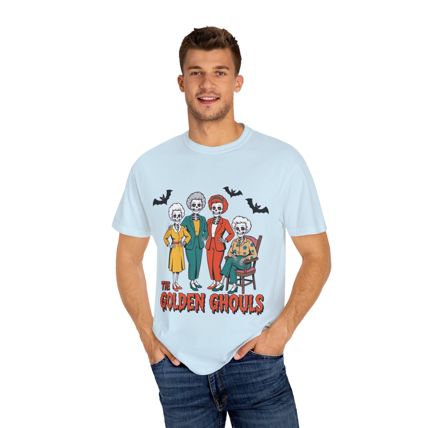 Golden Ghouls Unisex T-Shirt, Halloween Tee, Vintage Style Shirt, Gift for Fans, Retro Graphic Tee, Spooky Apparel