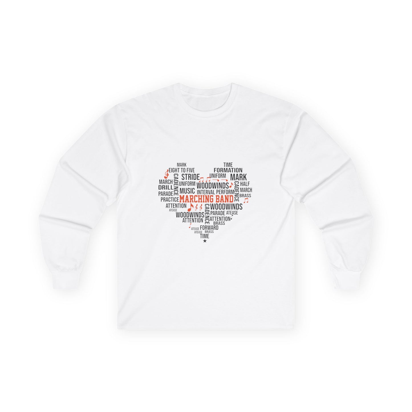 Long Sleeve Tee - Heart of a Marching Band Design - To Be Designs