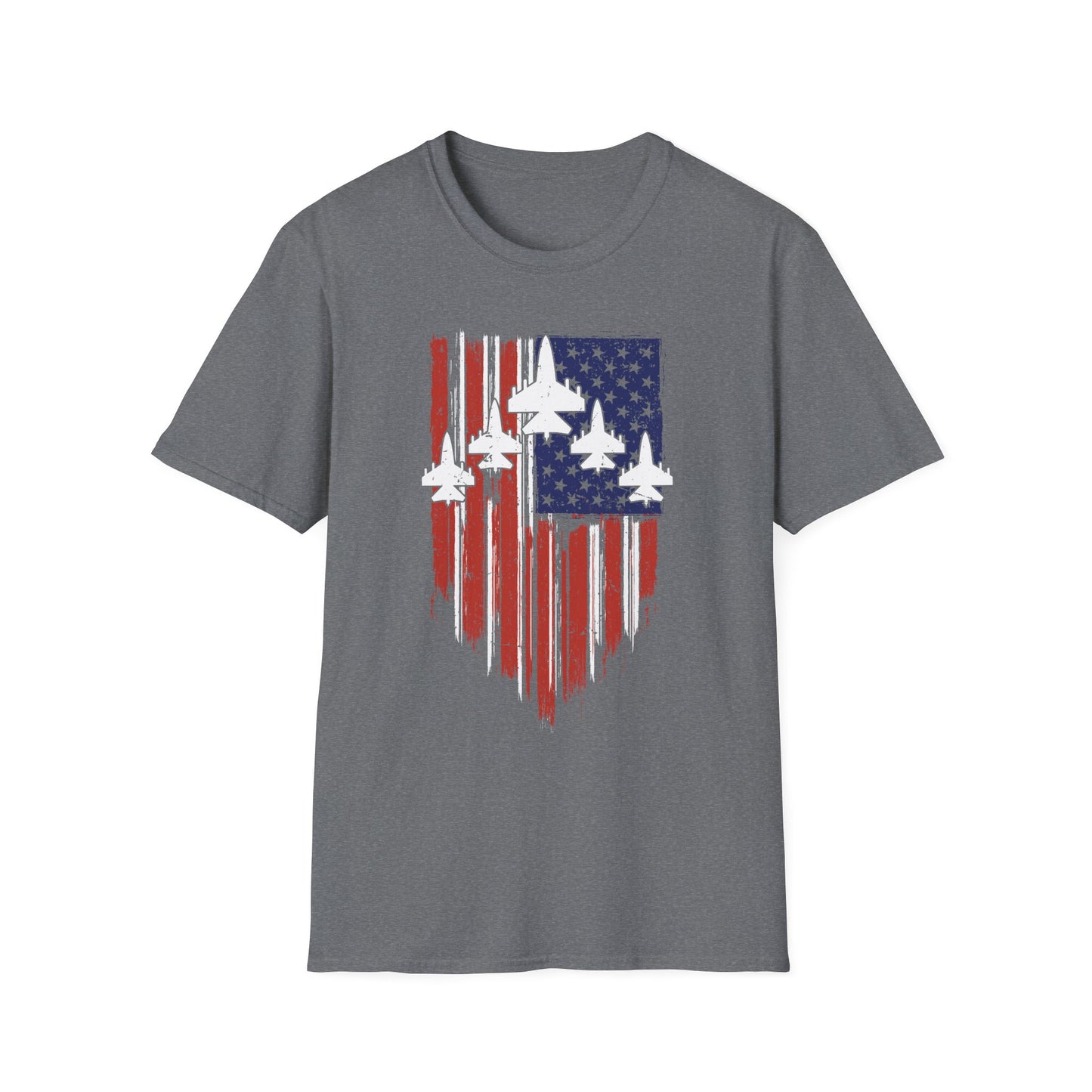 Unisex T-Shirt Jet Flag USA Military Patriotic Shield 4th of July