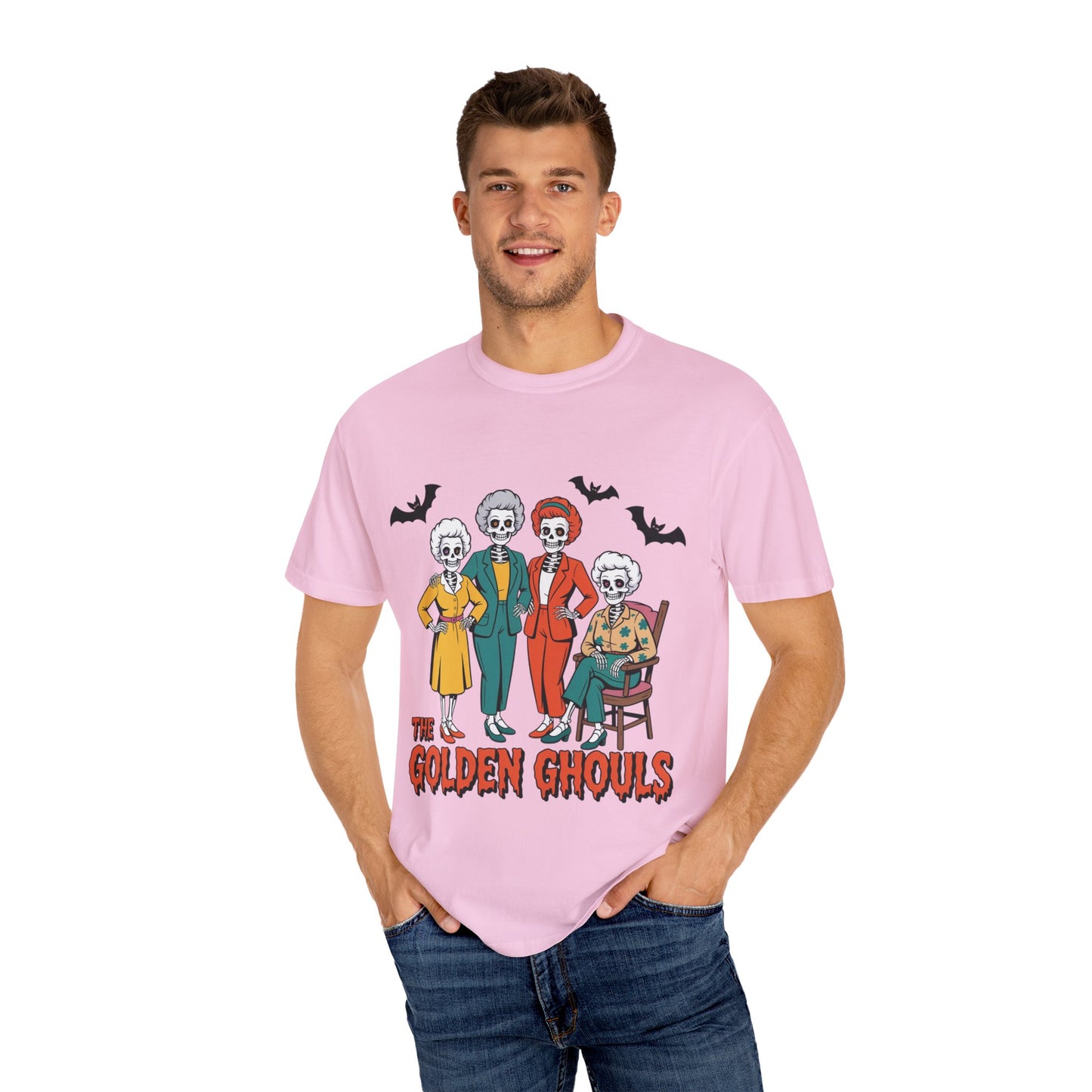 Golden Ghouls Unisex T-Shirt, Halloween Tee, Vintage Style Shirt, Gift for Fans, Retro Graphic Tee, Spooky Apparel