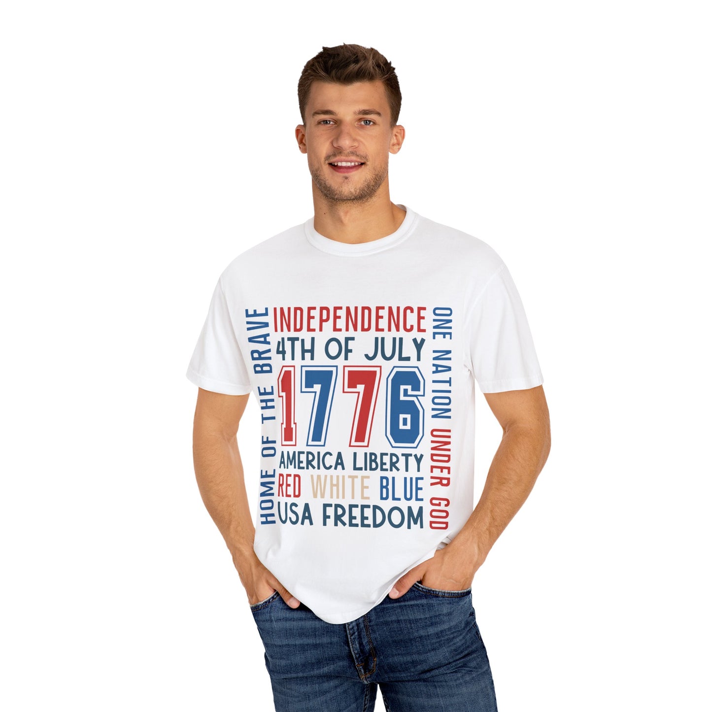 Patriotic Unisex T-Shirt - Celebrate Independence Day, Fourth of July, USA Freedom, Home of the Brave, American Pride - To Be Designs
