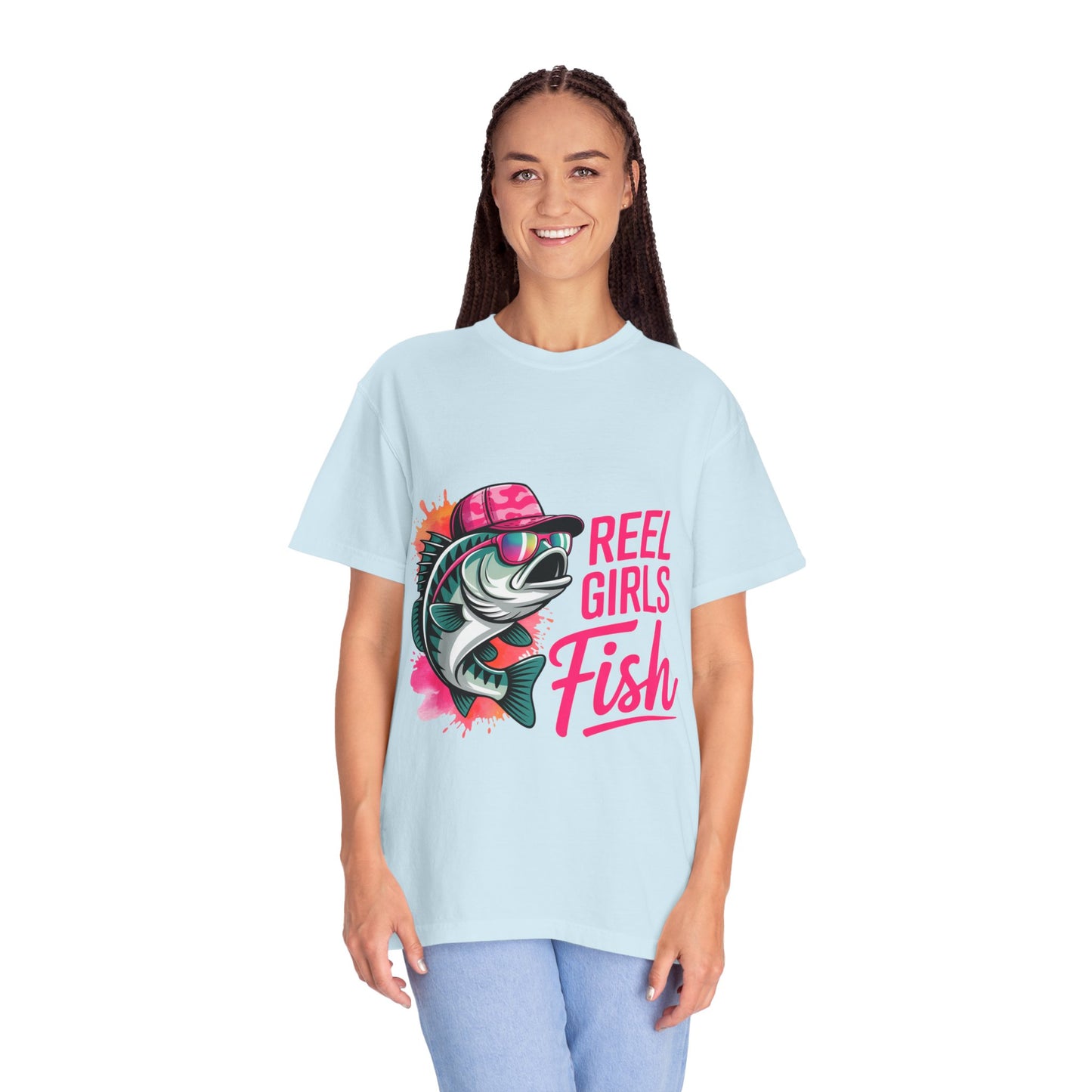 Reel Girls Fish Graphic T-Shirt, Fishing Gift for Women, Fisherwoman Tee, Summer Outfit, Fishing Lovers, Outdoor Adventure Apparel