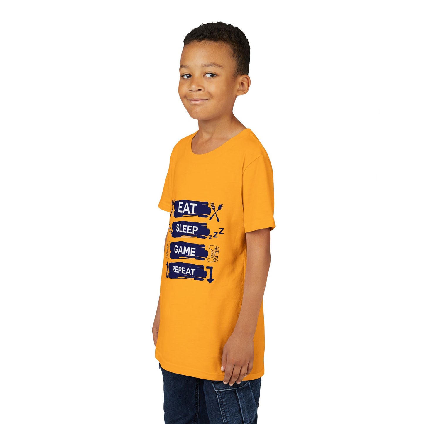 Eat, Sleep, Game, Repeat Youth Gamer Tee | Eat Sleep Game Repeat | Perfect for Birthdays, Gaming Events, Casual Wear, Holidays, and Everyday Fun