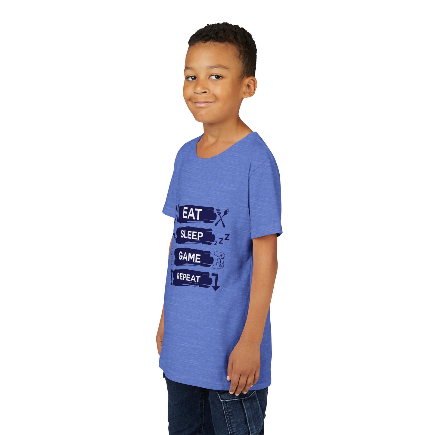 Eat, Sleep, Game, Repeat Youth Gamer Tee | Eat Sleep Game Repeat | Perfect for Birthdays, Gaming Events, Casual Wear, Holidays, and Everyday Fun