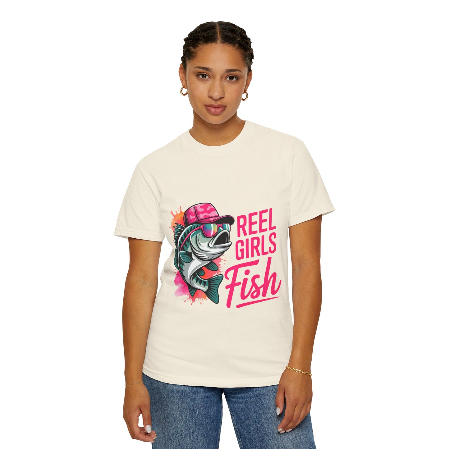 Reel Girls Fish Graphic T-Shirt, Fishing Gift for Women, Fisherwoman Tee, Summer Outfit, Fishing Lovers, Outdoor Adventure Apparel