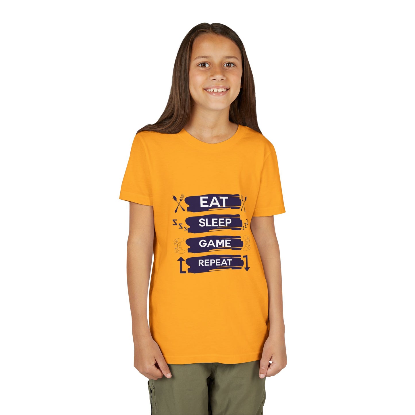 Eat, Sleep, Game, Repeat Youth Gamer Tee | Eat Sleep Game Repeat | Perfect for Birthdays, Gaming Events, Casual Wear, Holidays, and Everyday Fun