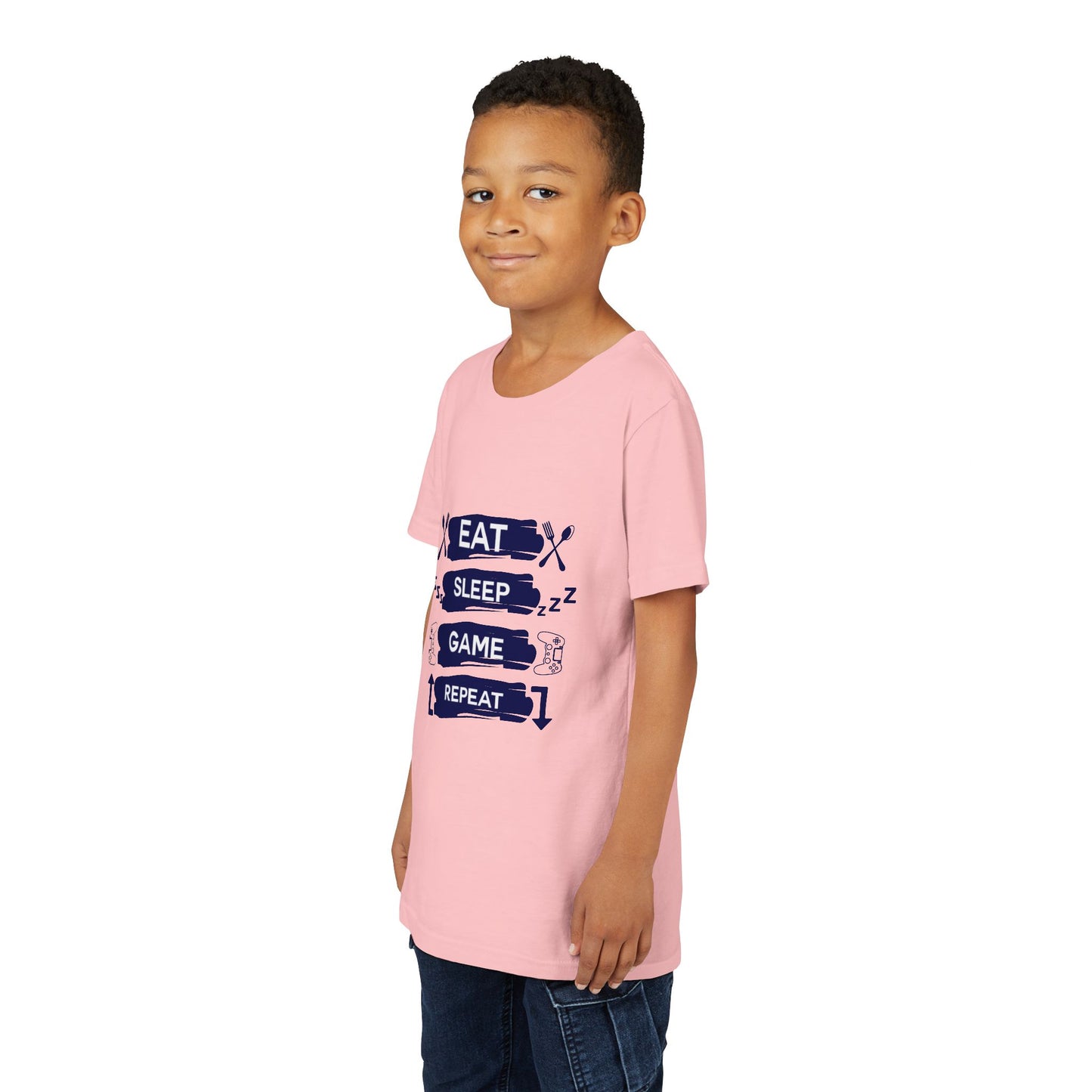 Eat, Sleep, Game, Repeat Youth Gamer Tee | Eat Sleep Game Repeat | Perfect for Birthdays, Gaming Events, Casual Wear, Holidays, and Everyday Fun