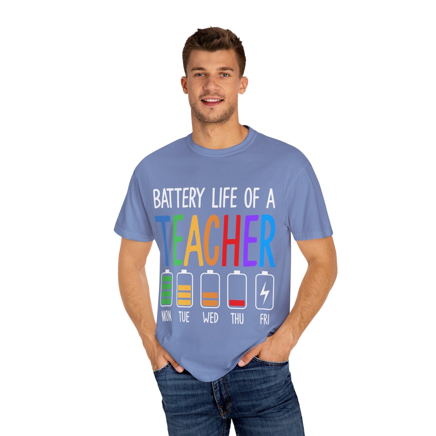 Battery Life of a Teacher T-Shirt - Battery Life of a Teacher - Gift for Educators, Teacher Appreciation, Back to School, Fun Classroom Shirt