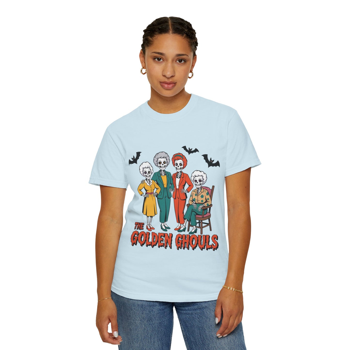 Golden Ghouls Unisex T-Shirt, Halloween Tee, Vintage Style Shirt, Gift for Fans, Retro Graphic Tee, Spooky Apparel