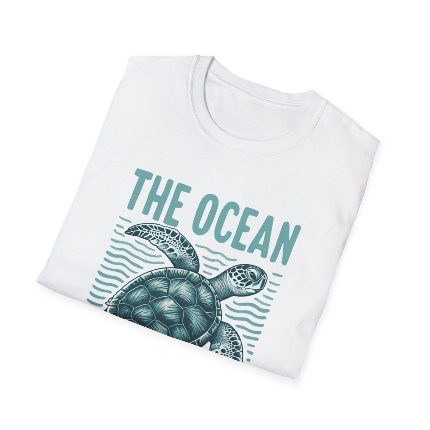 Ocean Calling Unisex Softstyle T-Shirt, Sea Turtle Tee, Beach Lover Shirt, Gift for Ocean Enthusiasts, Summer Clothing - To Be Designs