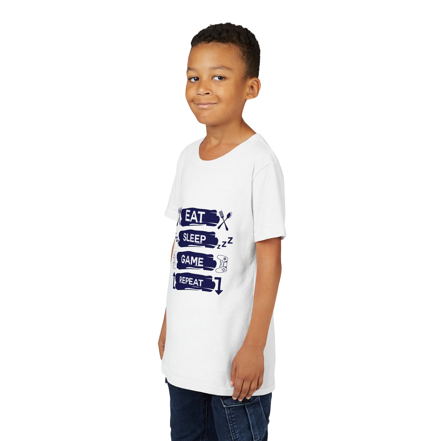 Eat, Sleep, Game, Repeat Youth Gamer Tee | Eat Sleep Game Repeat | Perfect for Birthdays, Gaming Events, Casual Wear, Holidays, and Everyday Fun
