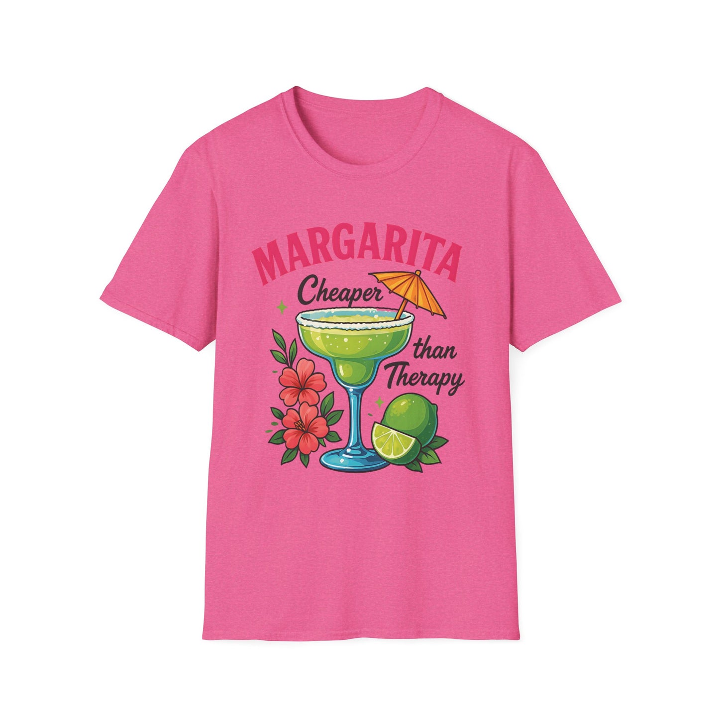 Margarita Lovers T-Shirt, Cheaper than Therapy Tee, Cocktail Humor Shirt, Unisex Softstyle Tee, Perfect Gift for Parties, Summer Vibes - To Be Designs