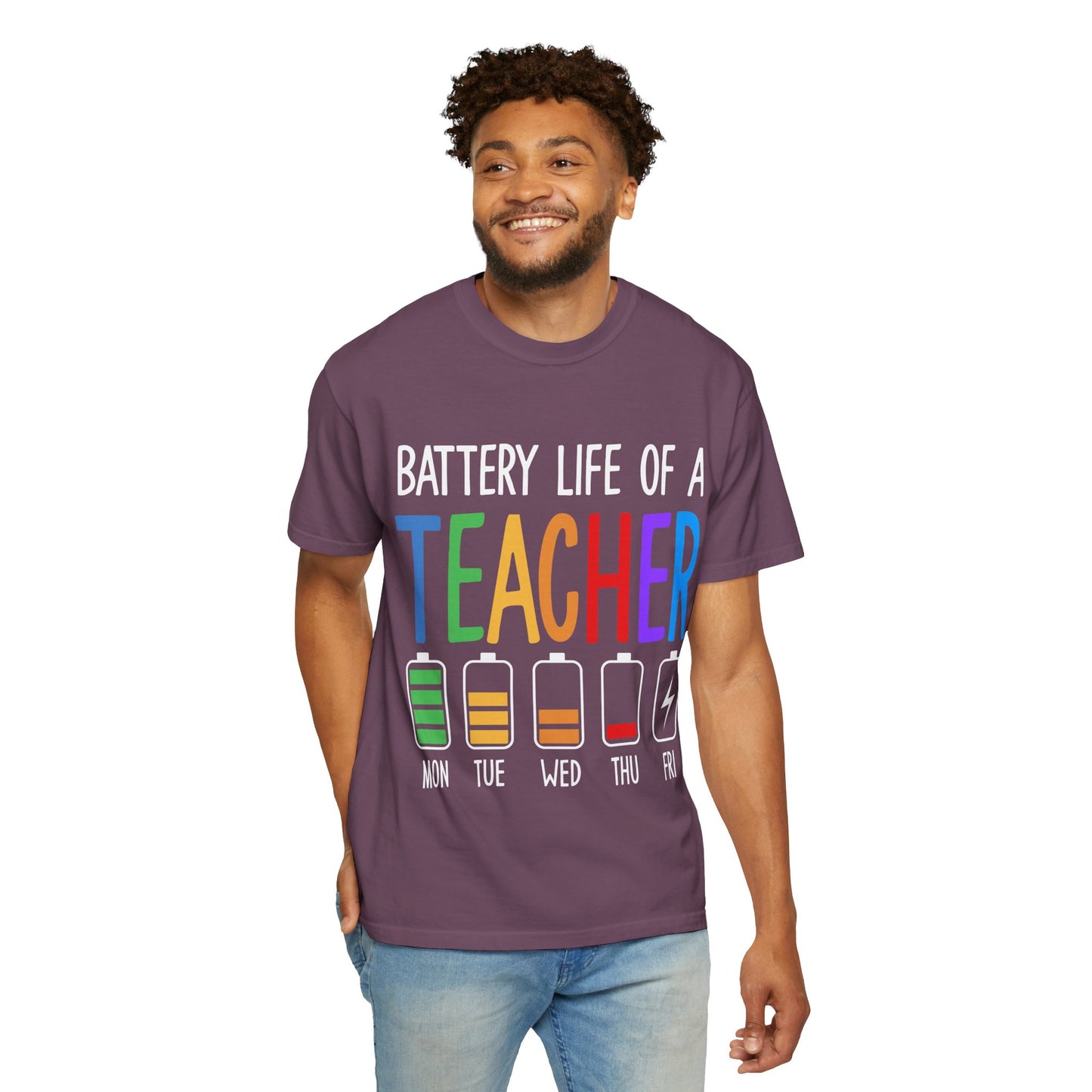 Battery Life of a Teacher T-Shirt - Battery Life of a Teacher - Gift for Educators, Teacher Appreciation, Back to School, Fun Classroom Shirt
