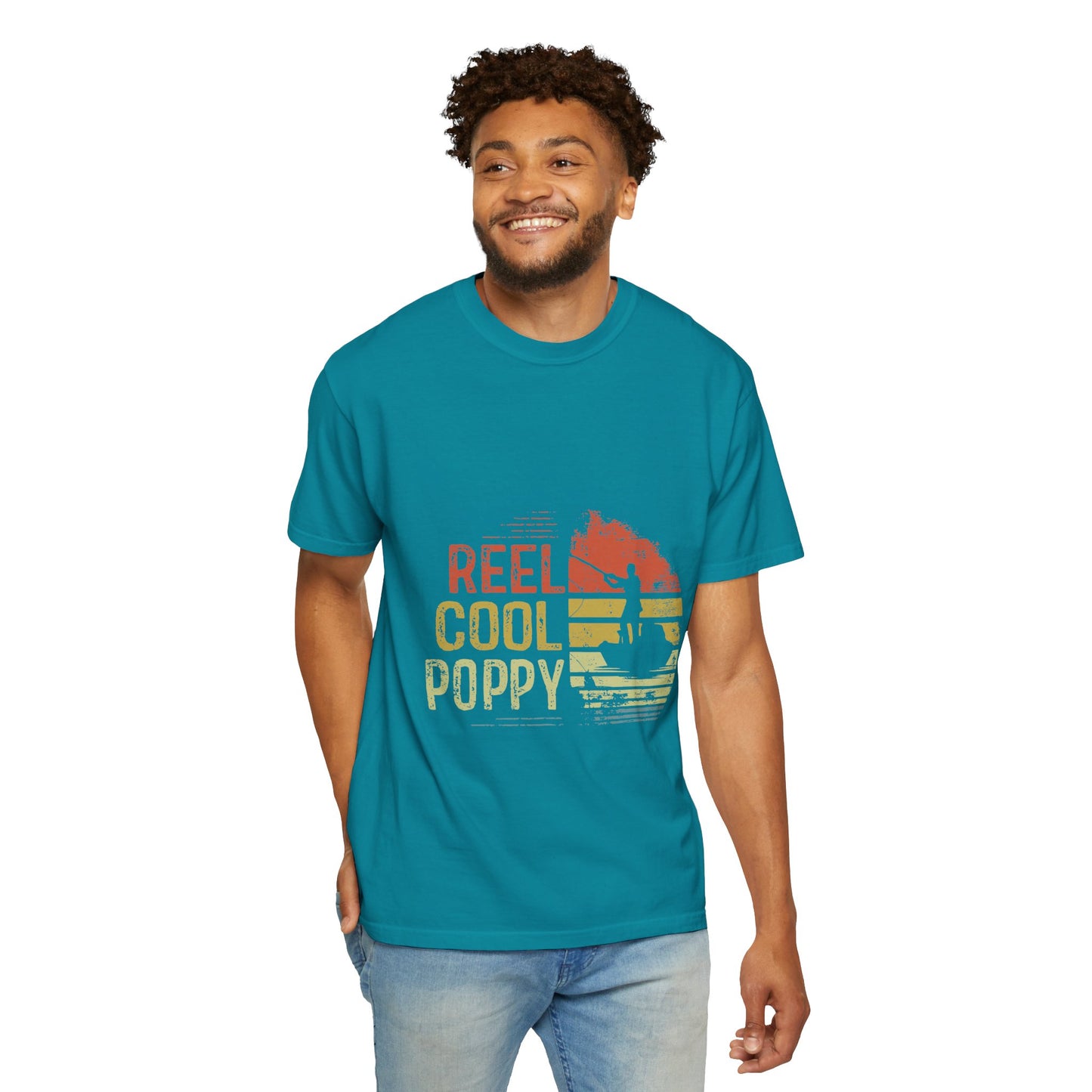 Reel Cool Poppy T-Shirt, Summer Vibe Shirt, Unisex Garment-Dyed Tee, Beachwear, Gift for Dad, Casual Wear
