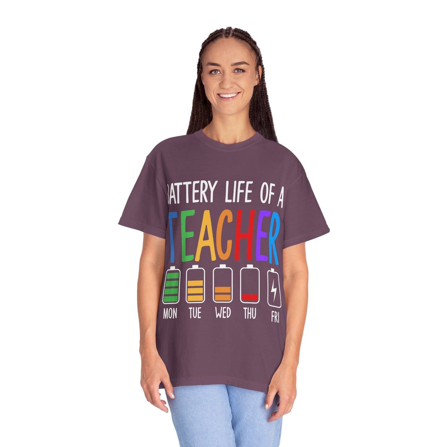 Battery Life of a Teacher T-Shirt - Battery Life of a Teacher - Gift for Educators, Teacher Appreciation, Back to School, Fun Classroom Shirt