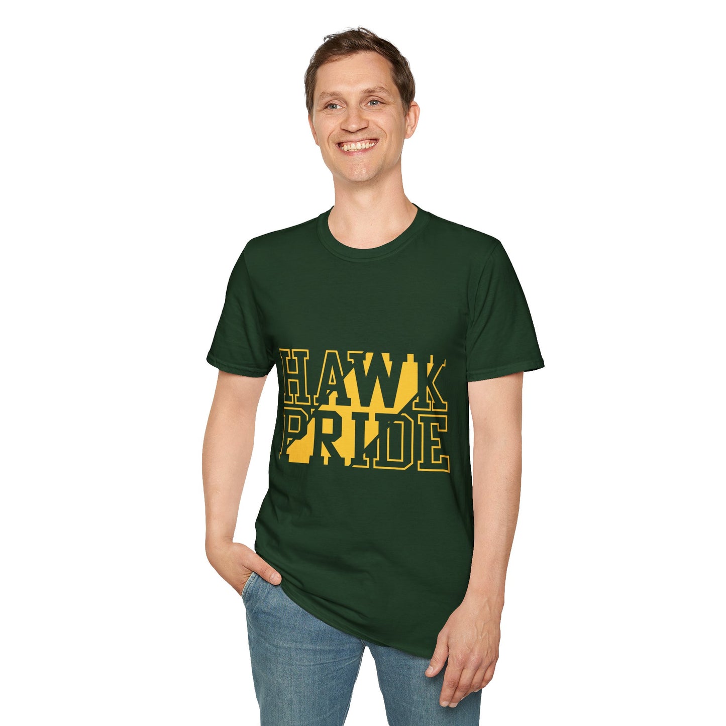 Hawk Pride Unisex T-Shirt, Softstyle Tee for School Spirit, College Apparel, Gifts for Graduates, Casual Wear