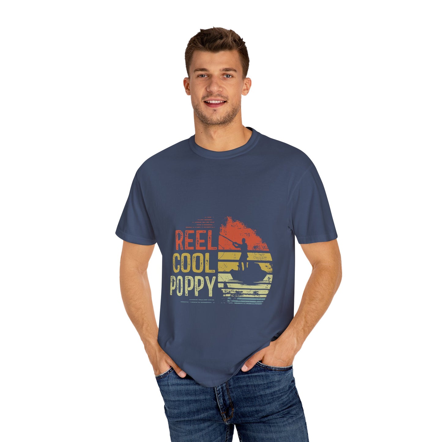 Reel Cool Poppy T-Shirt, Summer Vibe Shirt, Unisex Garment-Dyed Tee, Beachwear, Gift for Dad, Casual Wear