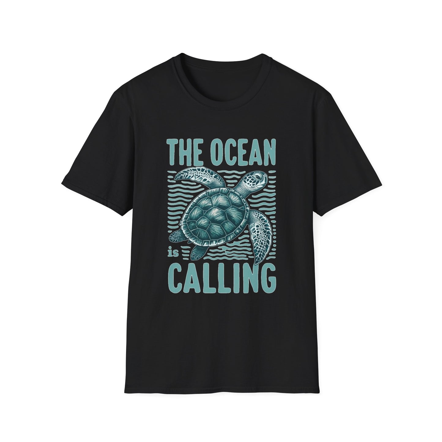 Ocean Calling Unisex Softstyle T-Shirt, Sea Turtle Tee, Beach Lover Shirt, Gift for Ocean Enthusiasts, Summer Clothing - To Be Designs