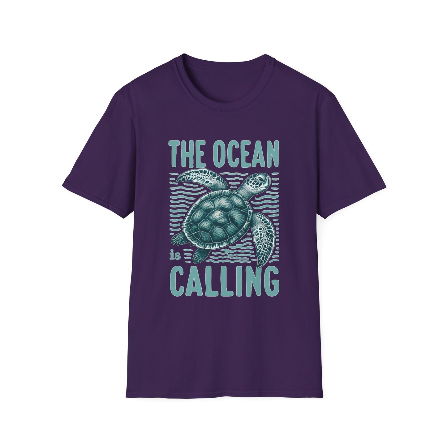 Ocean Calling Unisex Softstyle T-Shirt, Sea Turtle Tee, Beach Lover Shirt, Gift for Ocean Enthusiasts, Summer Clothing - To Be Designs