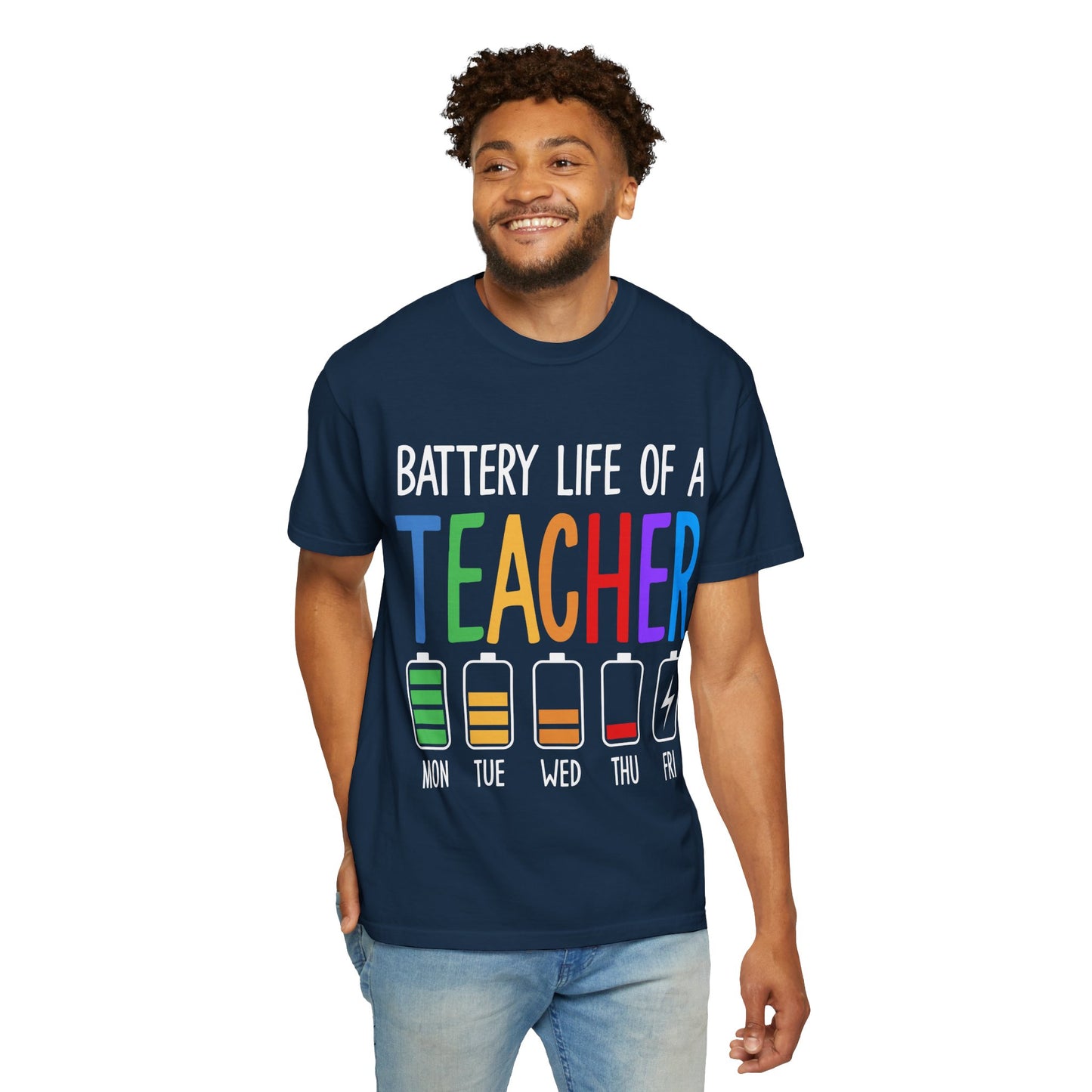 Battery Life of a Teacher T-Shirt - Battery Life of a Teacher - Gift for Educators, Teacher Appreciation, Back to School, Fun Classroom Shirt
