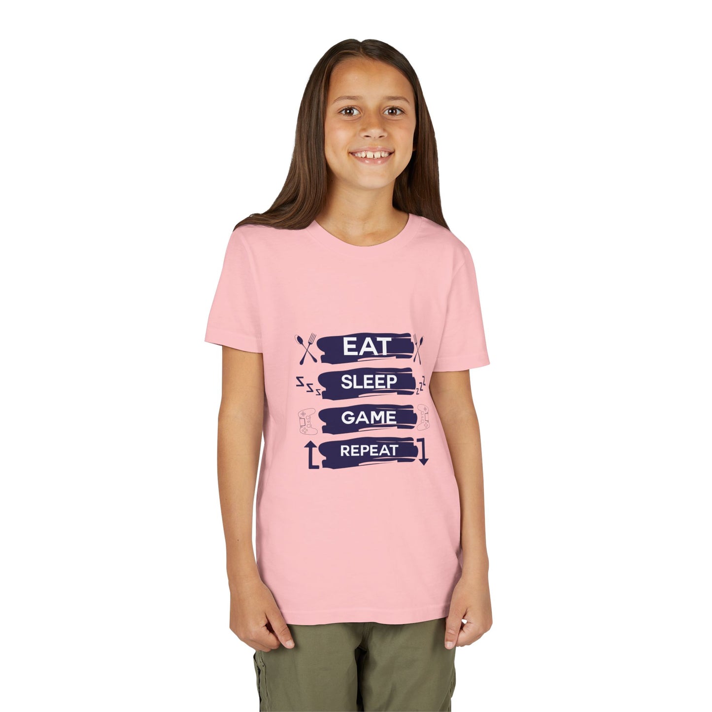 Eat, Sleep, Game, Repeat Youth Gamer Tee | Eat Sleep Game Repeat | Perfect for Birthdays, Gaming Events, Casual Wear, Holidays, and Everyday Fun