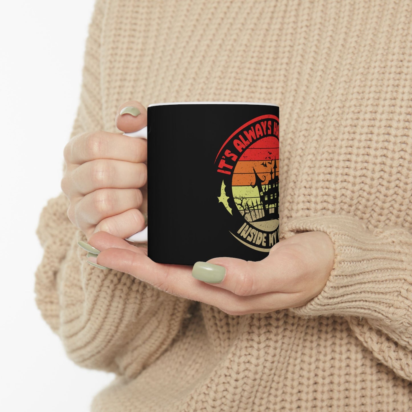 Halloween-Inspired Ceramic Mug: Perfect for October Celebrations, Spooky Decor, Gift for Goth Lovers, Coffee Mug, Tea Cup