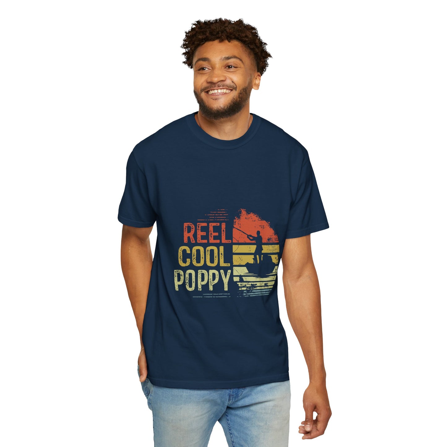 Reel Cool Poppy T-Shirt, Summer Vibe Shirt, Unisex Garment-Dyed Tee, Beachwear, Gift for Dad, Casual Wear