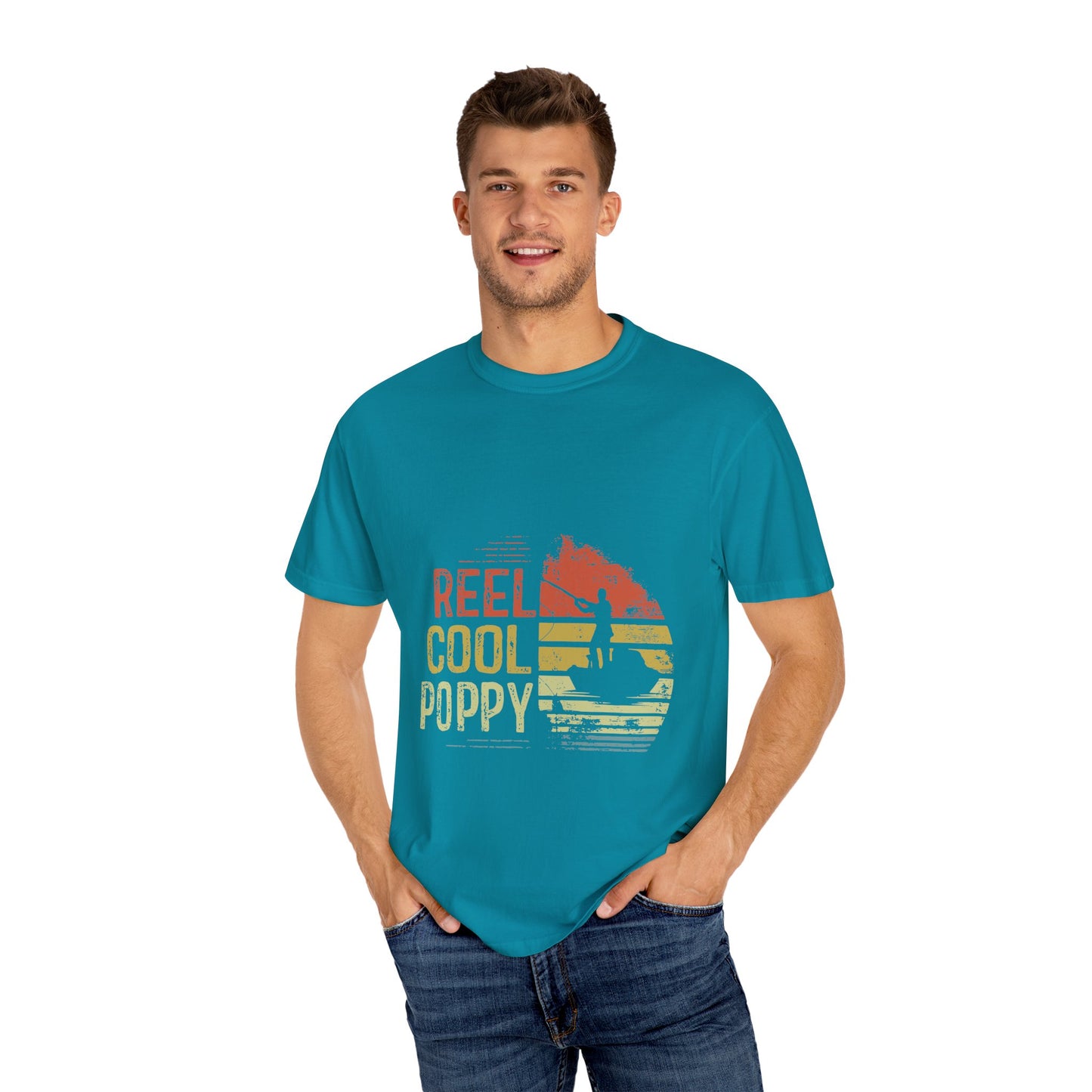 Reel Cool Poppy T-Shirt, Summer Vibe Shirt, Unisex Garment-Dyed Tee, Beachwear, Gift for Dad, Casual Wear