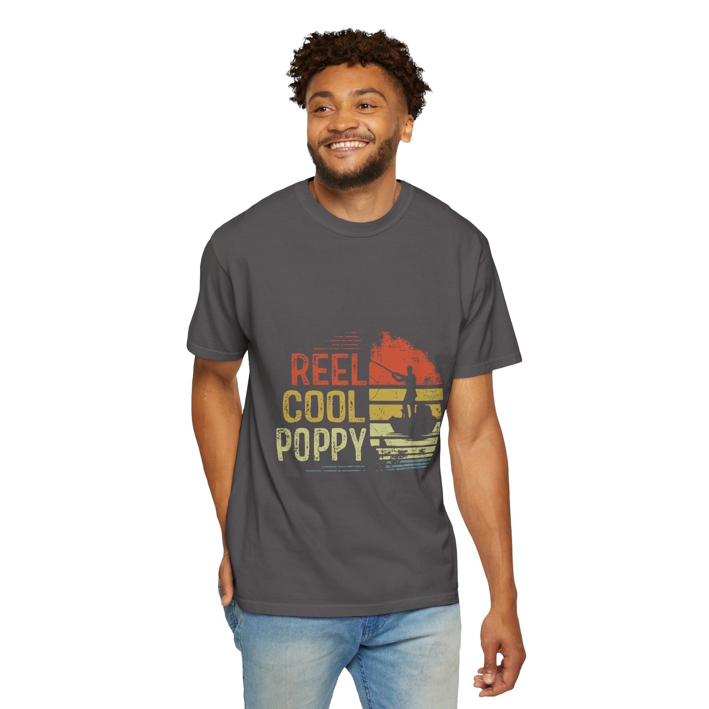 Reel Cool Poppy T-Shirt, Summer Vibe Shirt, Unisex Garment-Dyed Tee, Beachwear, Gift for Dad, Casual Wear