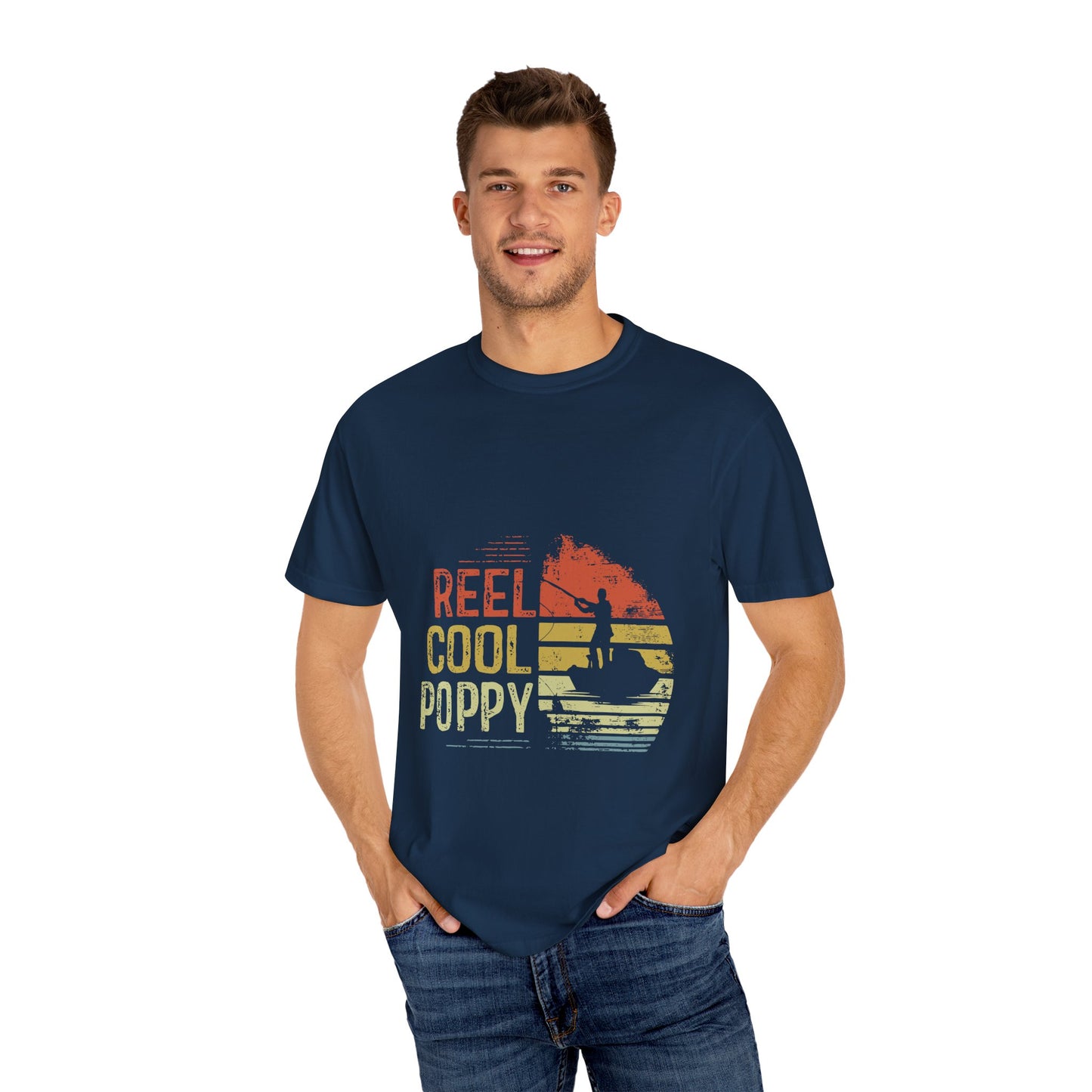 Reel Cool Poppy T-Shirt, Summer Vibe Shirt, Unisex Garment-Dyed Tee, Beachwear, Gift for Dad, Casual Wear