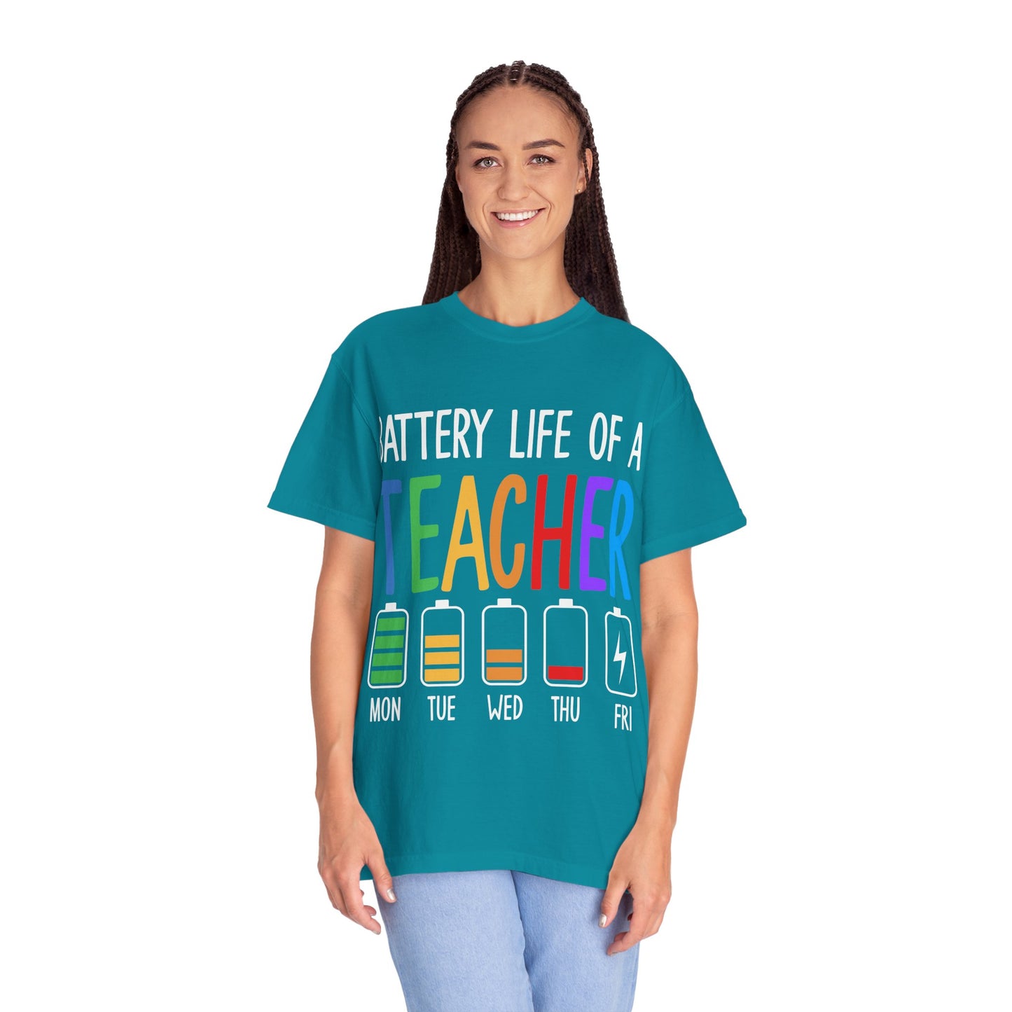 Battery Life of a Teacher T-Shirt - Battery Life of a Teacher - Gift for Educators, Teacher Appreciation, Back to School, Fun Classroom Shirt