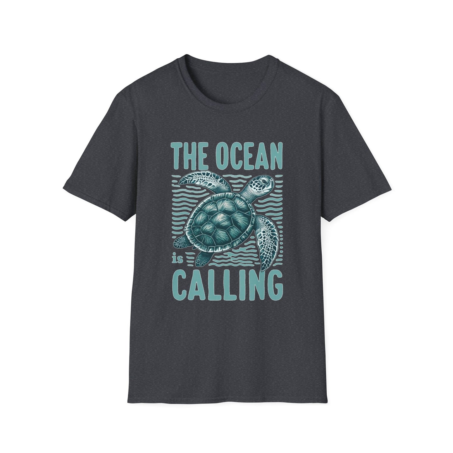 Ocean Calling Unisex Softstyle T-Shirt, Sea Turtle Tee, Beach Lover Shirt, Gift for Ocean Enthusiasts, Summer Clothing - To Be Designs