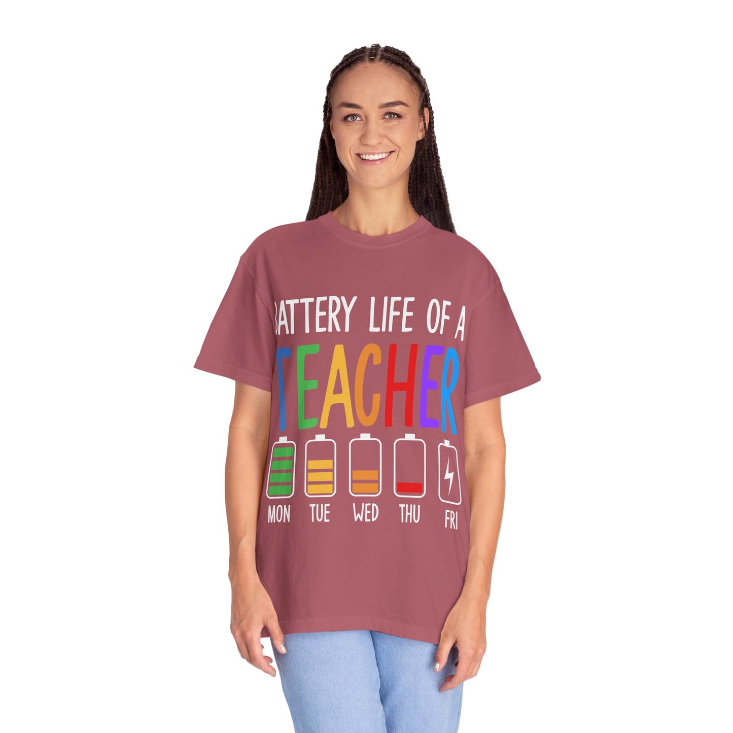 Battery Life of a Teacher T-Shirt - Battery Life of a Teacher - Gift for Educators, Teacher Appreciation, Back to School, Fun Classroom Shirt