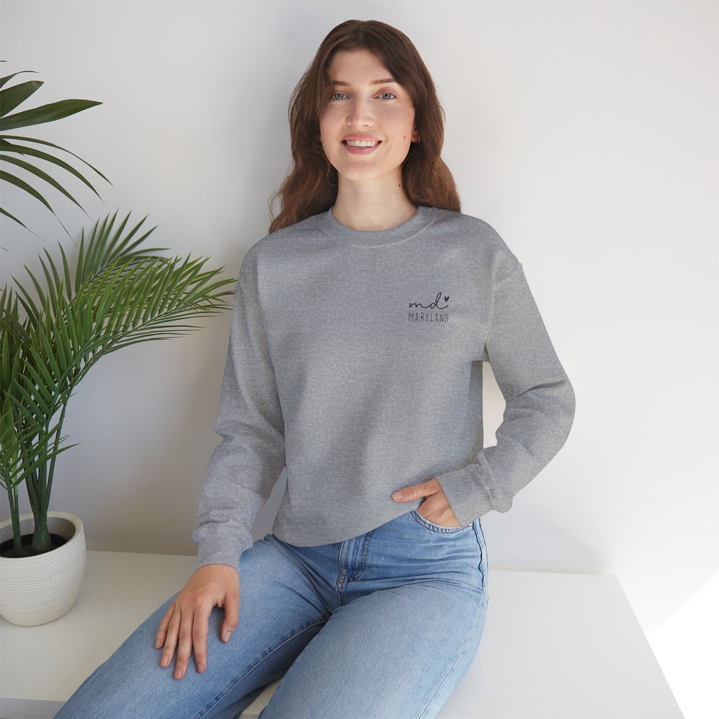 Maryland MD Cozy Unisex Crewneck Sweatshirt, Comfy Layering Piece, Perfect Gift for Friends, Relaxed Style for Every Season, Casual Sweat