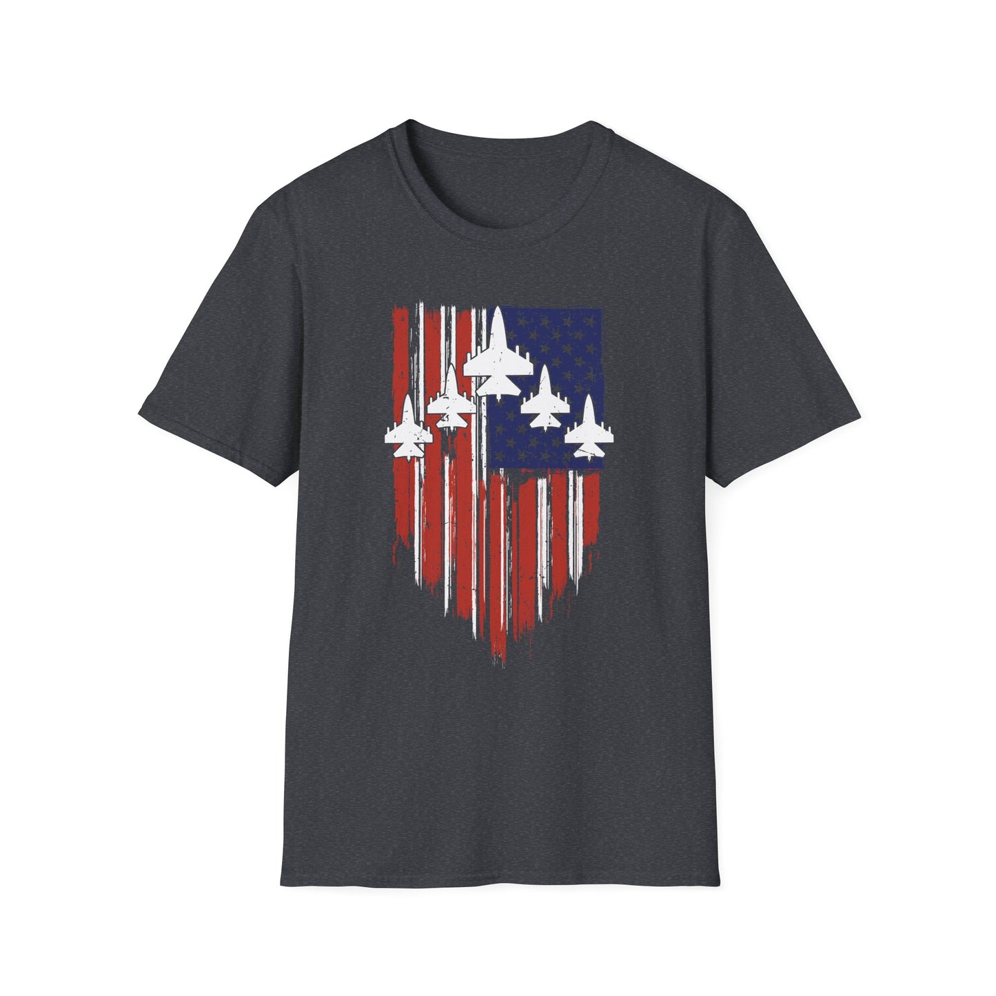 Unisex T-Shirt Jet Flag USA Military Patriotic Shield 4th of July