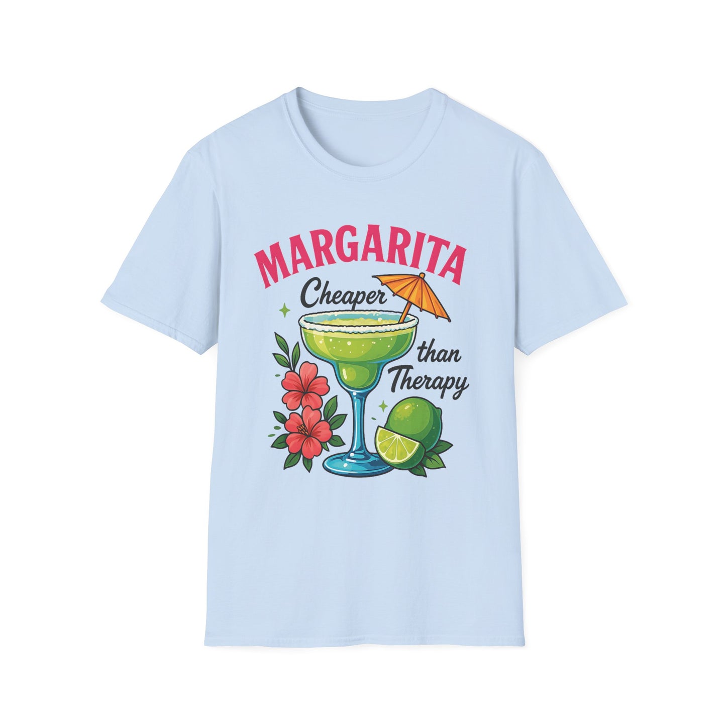 Margarita Lovers T-Shirt, Cheaper than Therapy Tee, Cocktail Humor Shirt, Unisex Softstyle Tee, Perfect Gift for Parties, Summer Vibes - To Be Designs