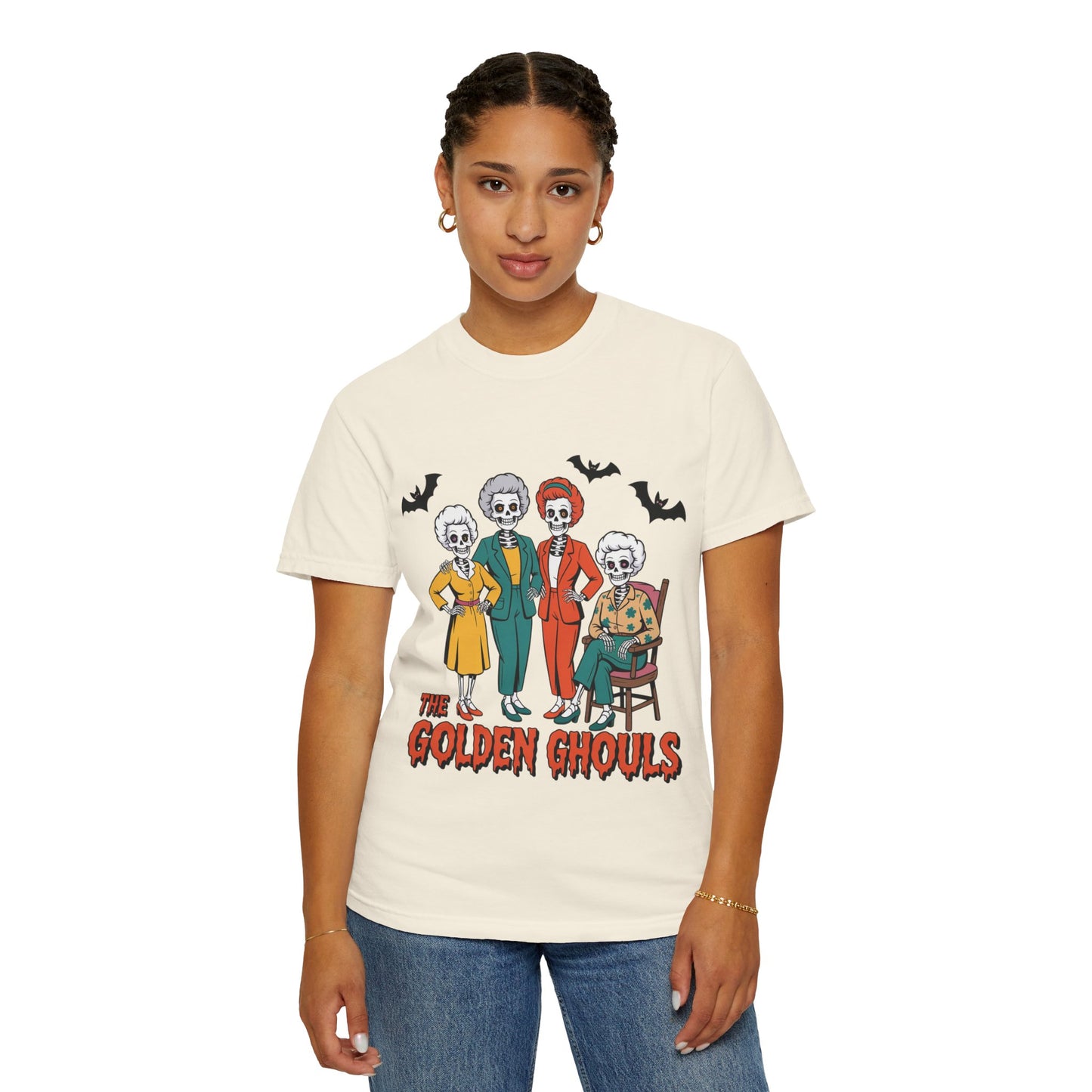 Golden Ghouls Unisex T-Shirt, Halloween Tee, Vintage Style Shirt, Gift for Fans, Retro Graphic Tee, Spooky Apparel