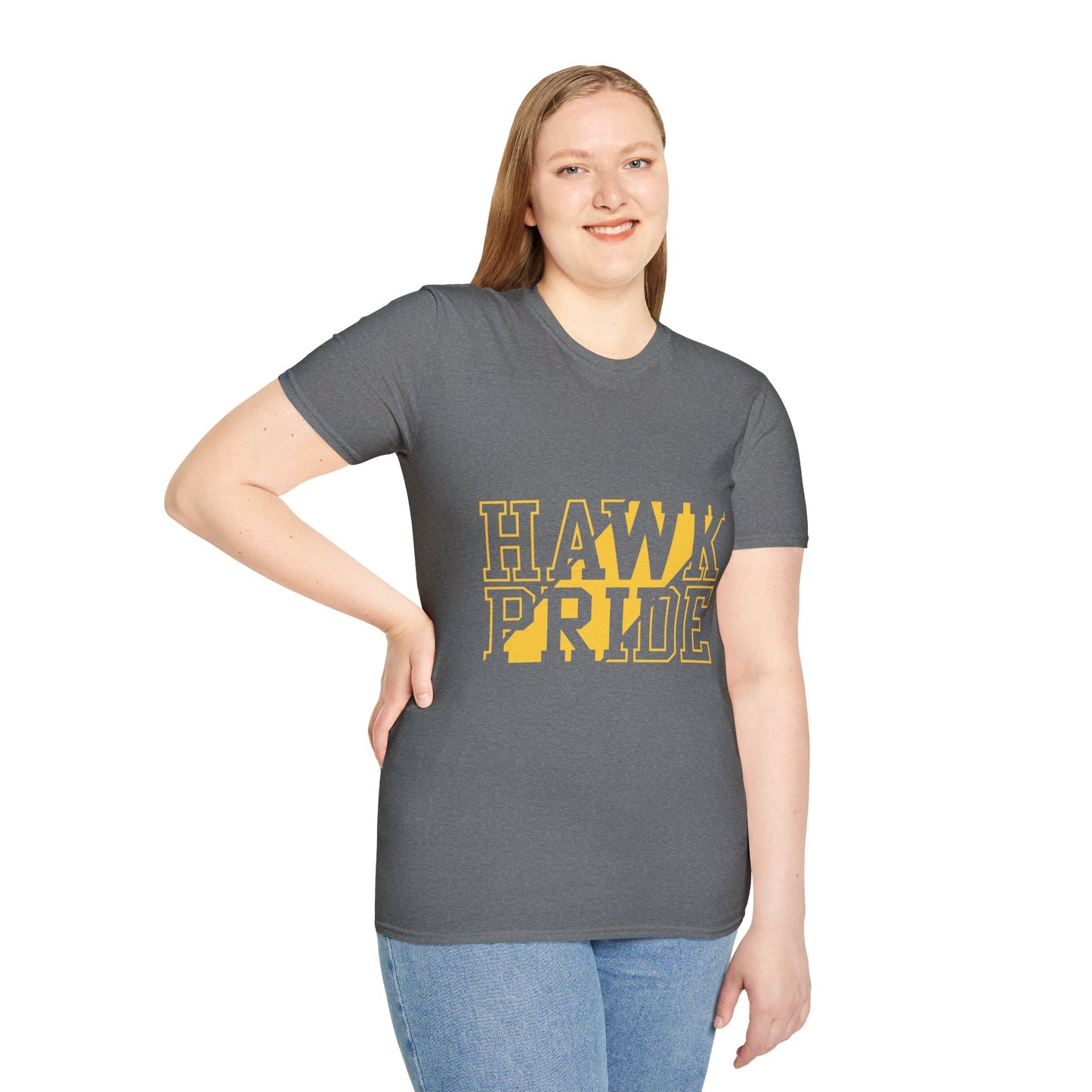 Hawk Pride Unisex T-Shirt, Softstyle Tee for School Spirit, College Apparel, Gifts for Graduates, Casual Wear