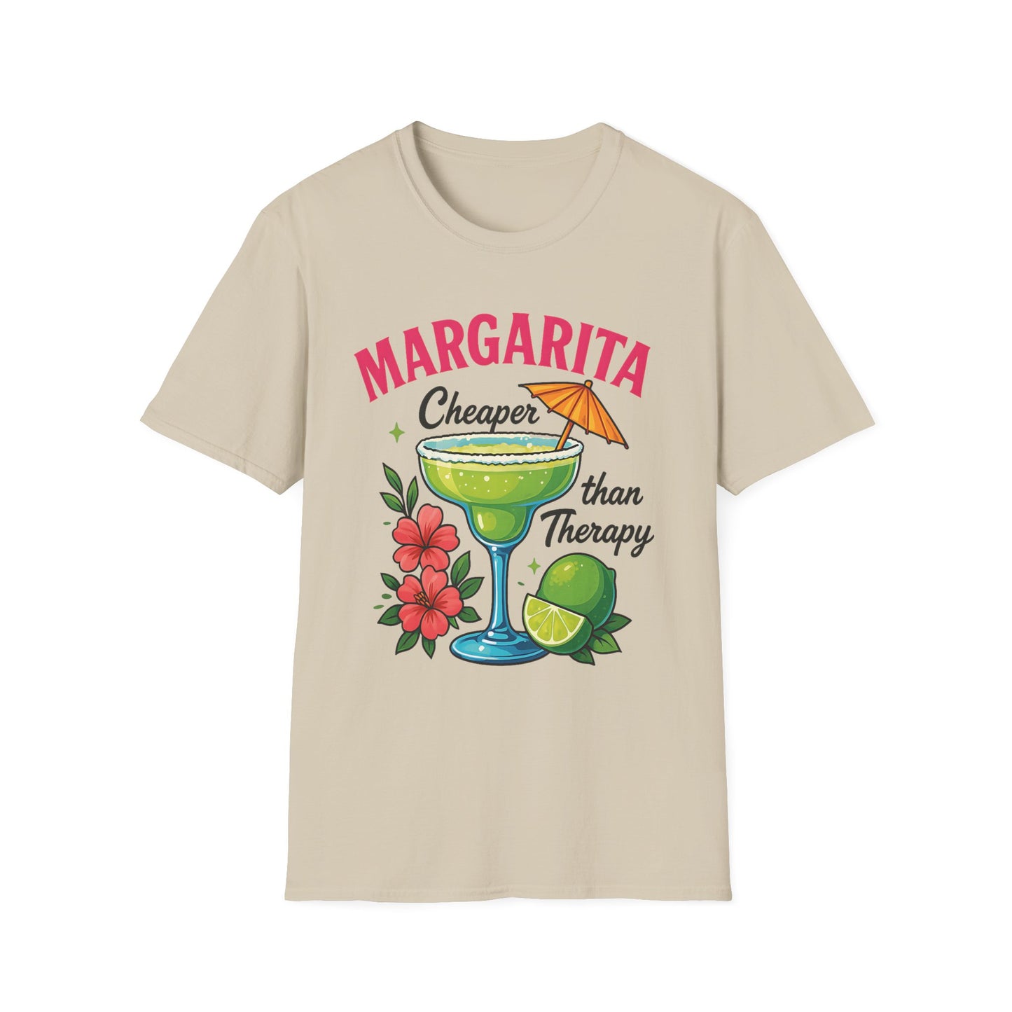 Margarita Lovers T-Shirt, Cheaper than Therapy Tee, Cocktail Humor Shirt, Unisex Softstyle Tee, Perfect Gift for Parties, Summer Vibes - To Be Designs