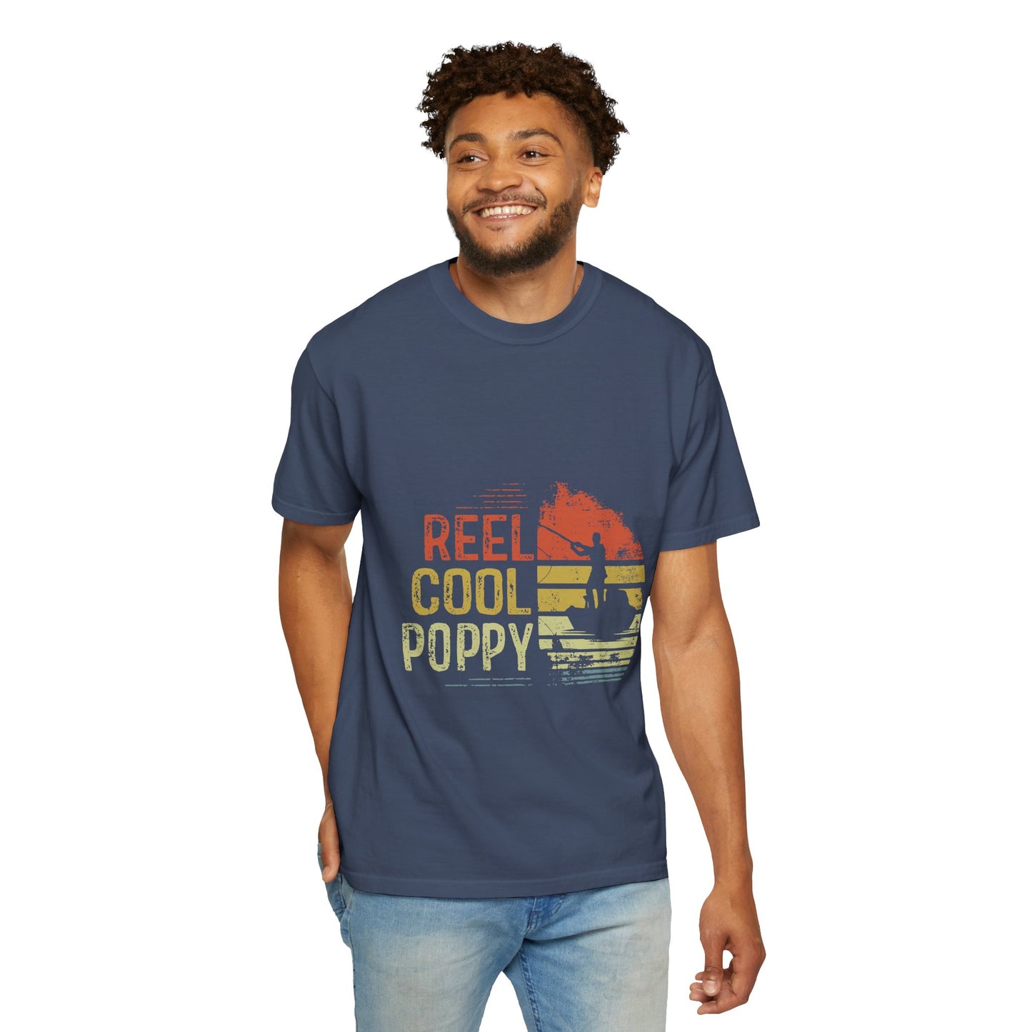 Reel Cool Poppy T-Shirt, Summer Vibe Shirt, Unisex Garment-Dyed Tee, Beachwear, Gift for Dad, Casual Wear