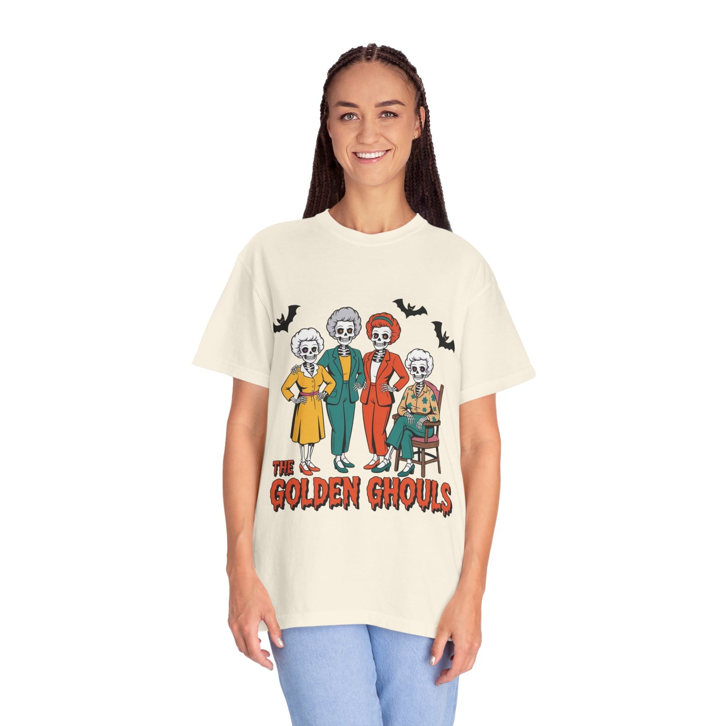 Golden Ghouls Unisex T-Shirt, Halloween Tee, Vintage Style Shirt, Gift for Fans, Retro Graphic Tee, Spooky Apparel