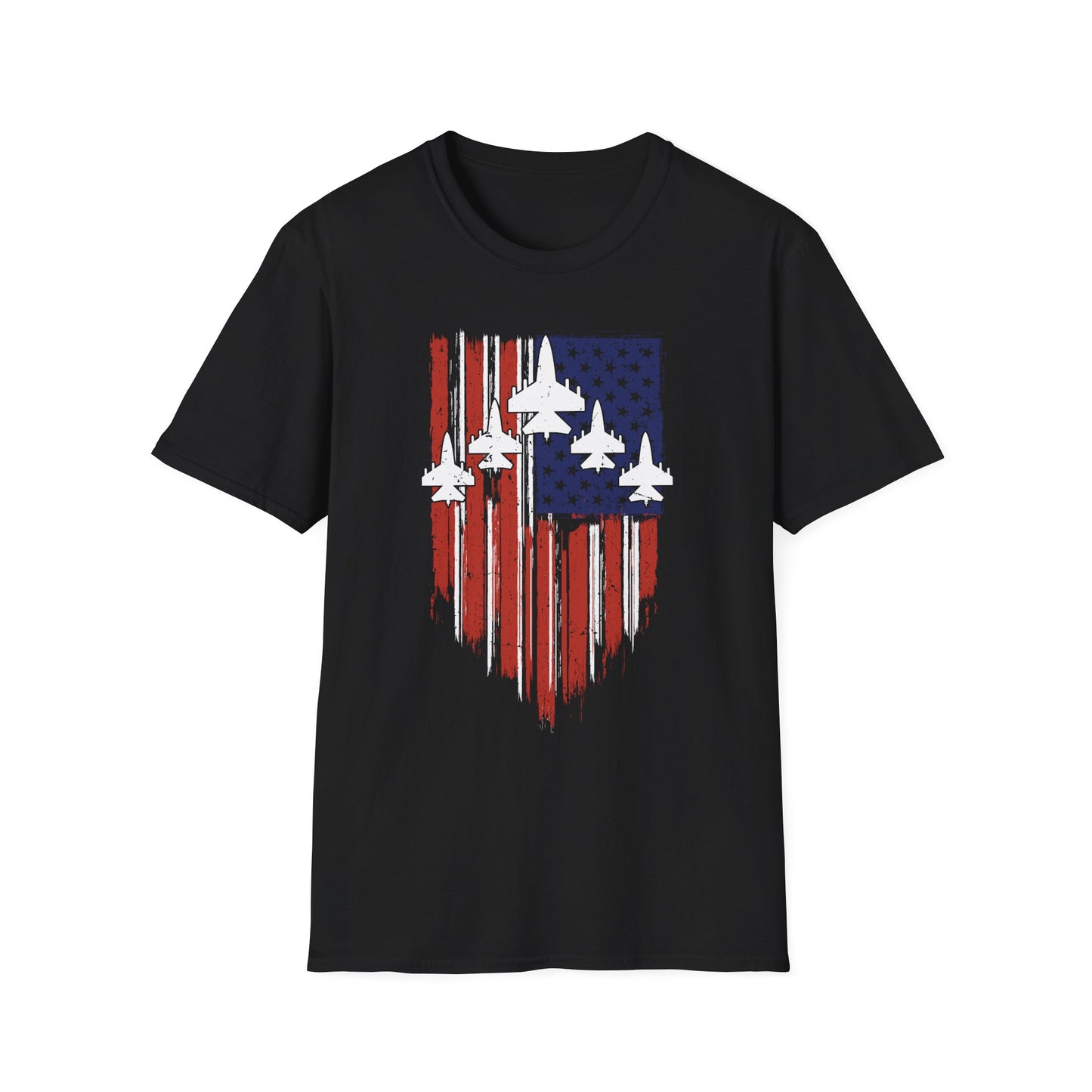 Unisex T-Shirt Jet Flag USA Military Patriotic Shield 4th of July