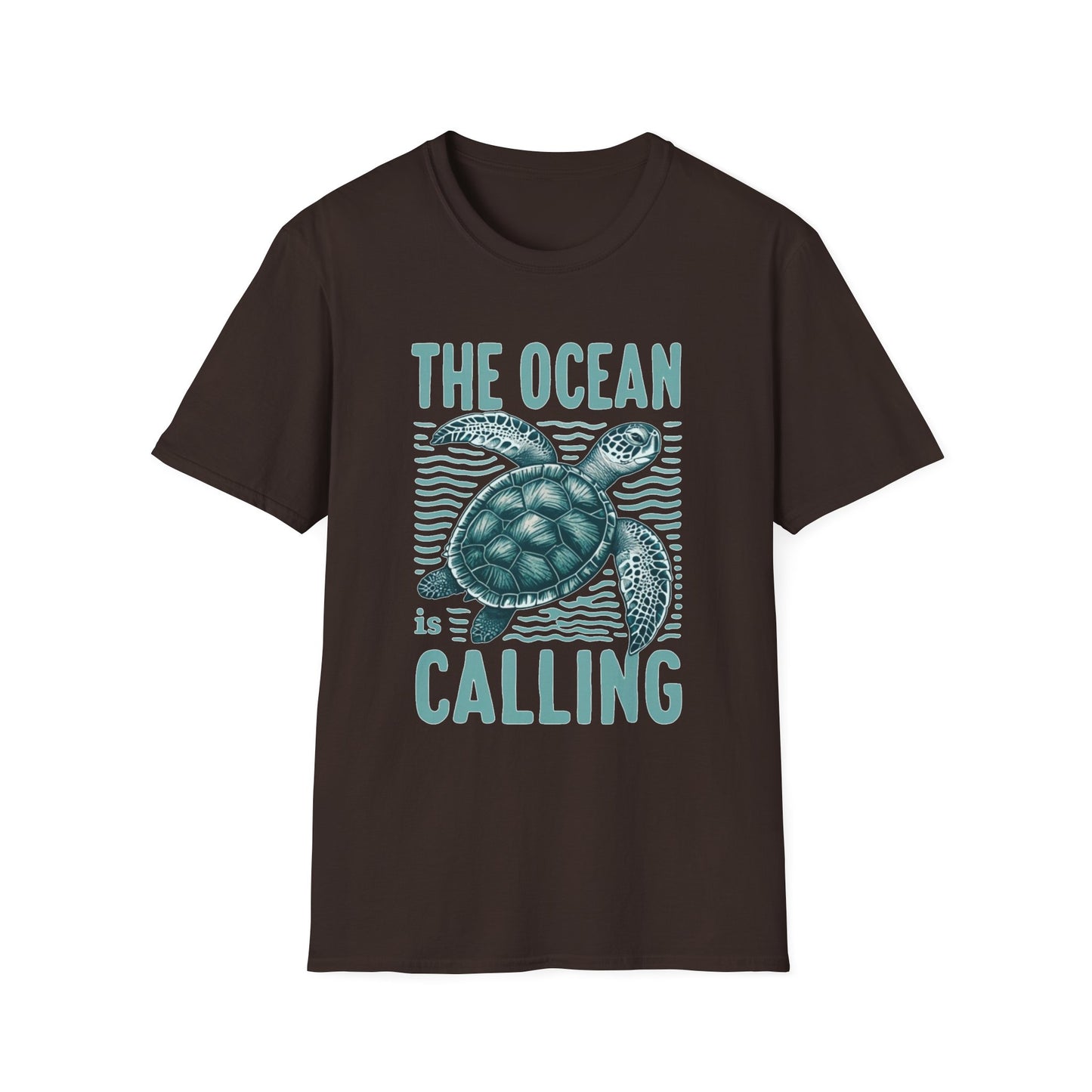 Ocean Calling Unisex Softstyle T-Shirt, Sea Turtle Tee, Beach Lover Shirt, Gift for Ocean Enthusiasts, Summer Clothing - To Be Designs