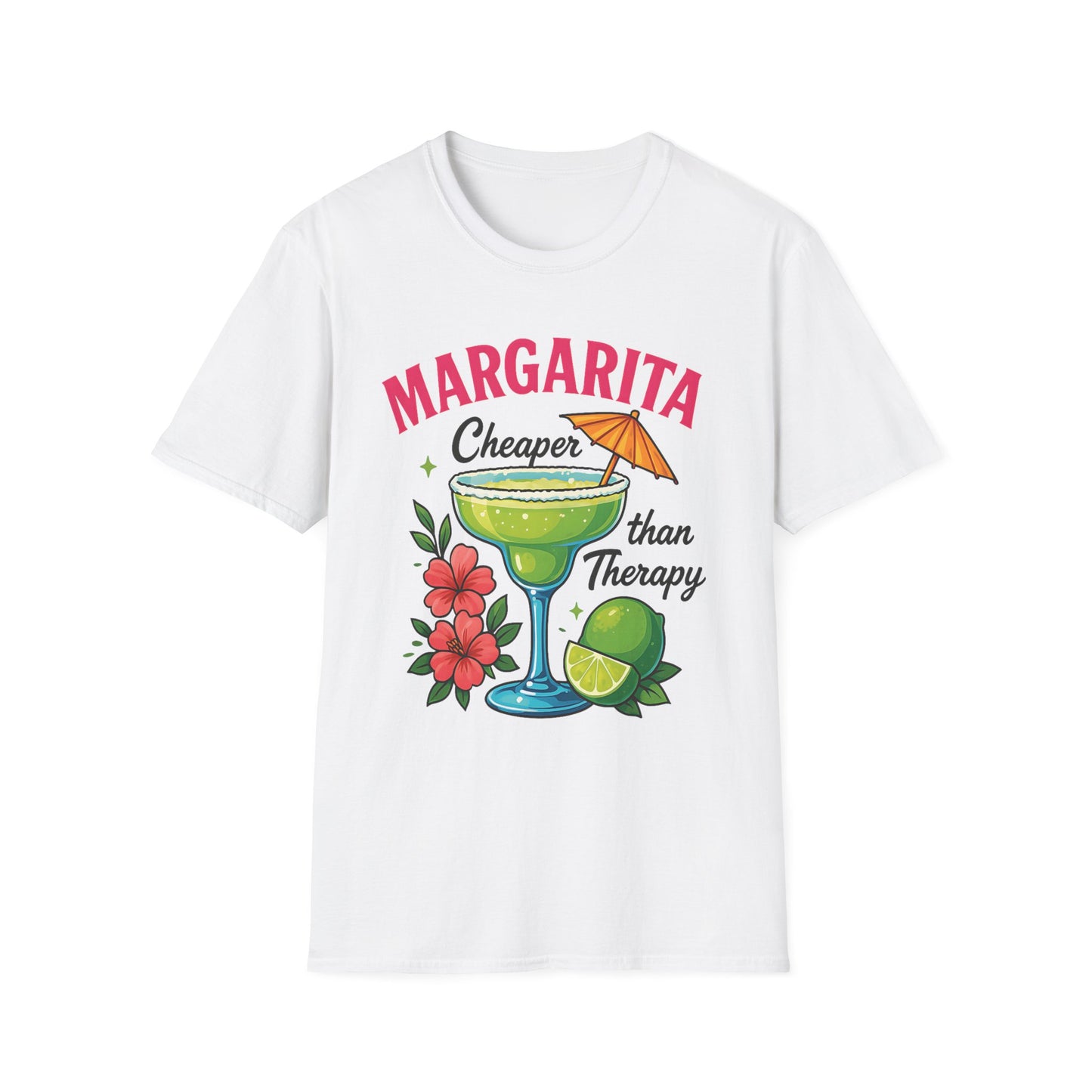 Margarita Lovers T-Shirt, Cheaper than Therapy Tee, Cocktail Humor Shirt, Unisex Softstyle Tee, Perfect Gift for Parties, Summer Vibes - To Be Designs