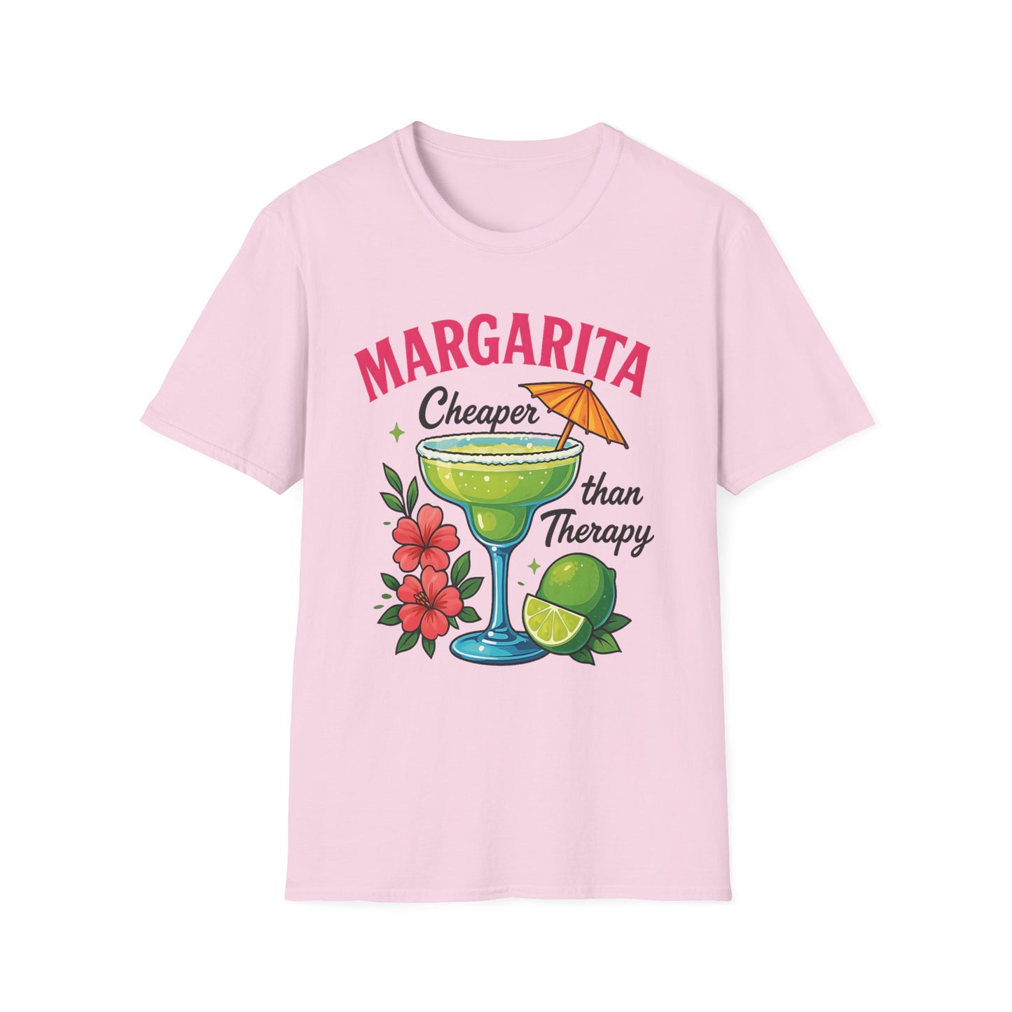 Margarita Lovers T-Shirt, Cheaper than Therapy Tee, Cocktail Humor Shirt, Unisex Softstyle Tee, Perfect Gift for Parties, Summer Vibes - To Be Designs